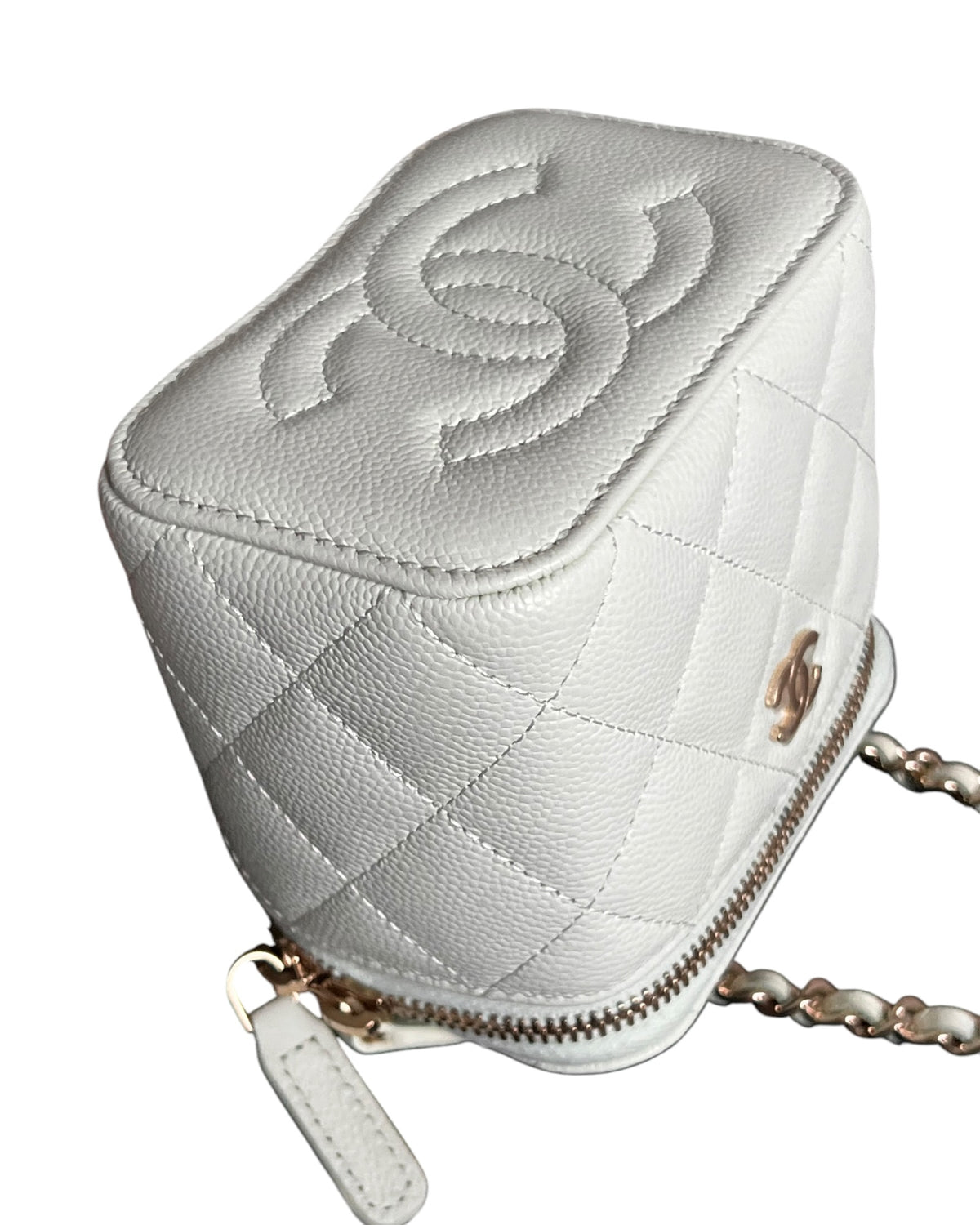 Chanel Mini Vanity Case Light Mint Green Caviar Leather Gold-Tone Hardware