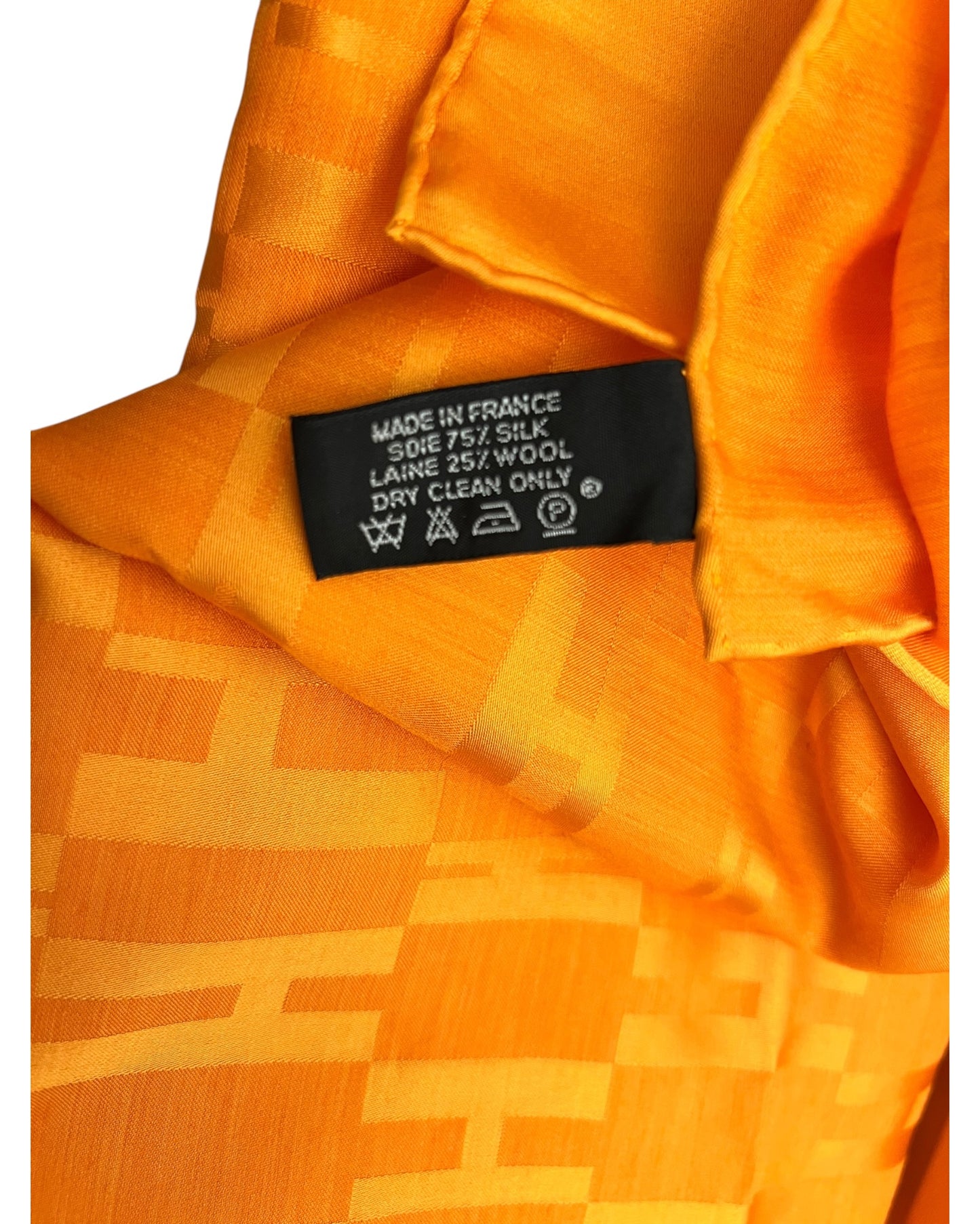 Hermès Orange H Logo Silk & Wool Scarf