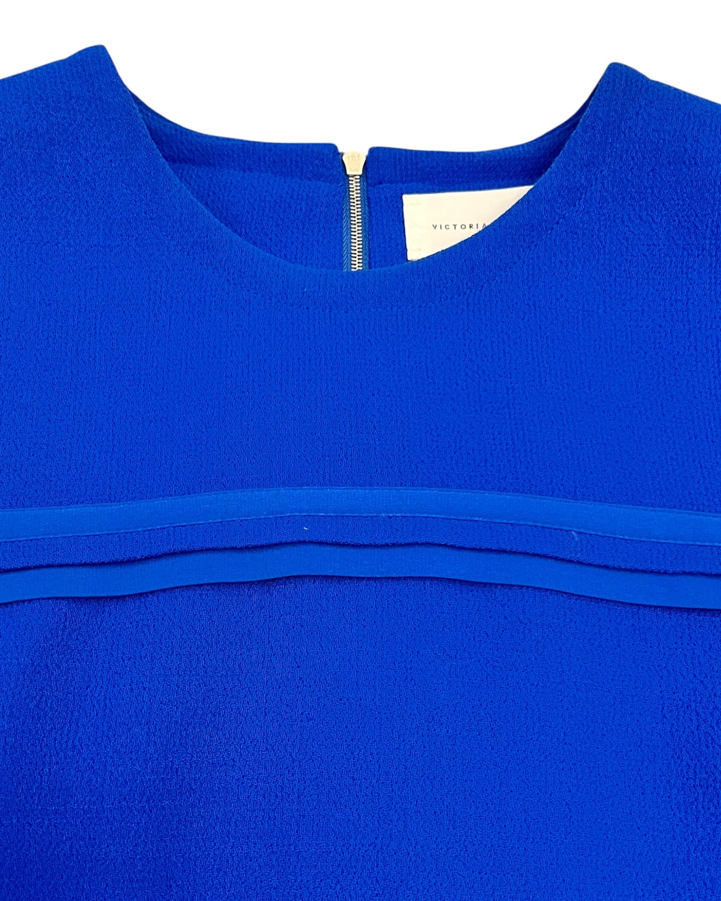 Victoria Beckham Sleeveless Wool & Silk Shift Dress – Cobalt Blue – UK 10