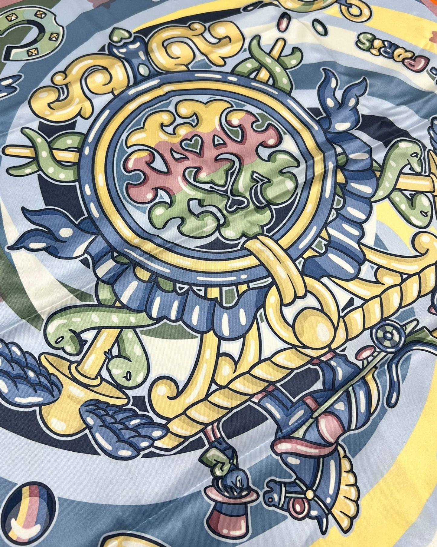 Hermès Silk Carré 70 “Candy Libris” – Pink / Bleu Ciel / Sable / Vieux Rose