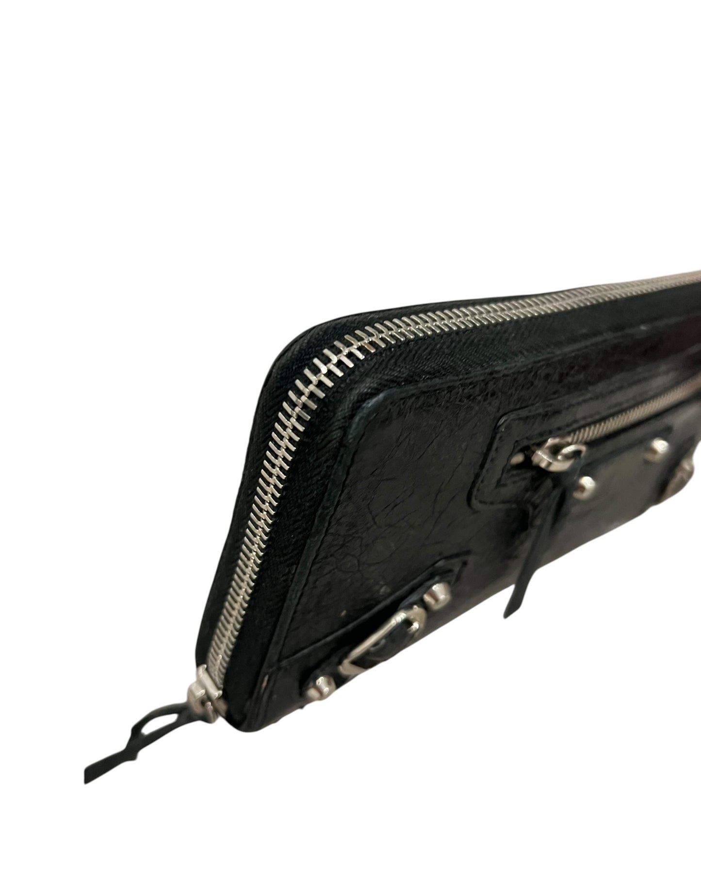 Balenciaga Classic Zip Around Wallet - Black Leather