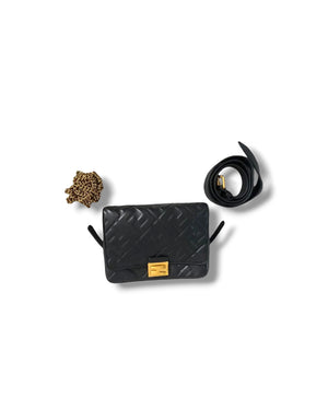Fendi Upside Down FF Leather Crossbody Belt Bag Black