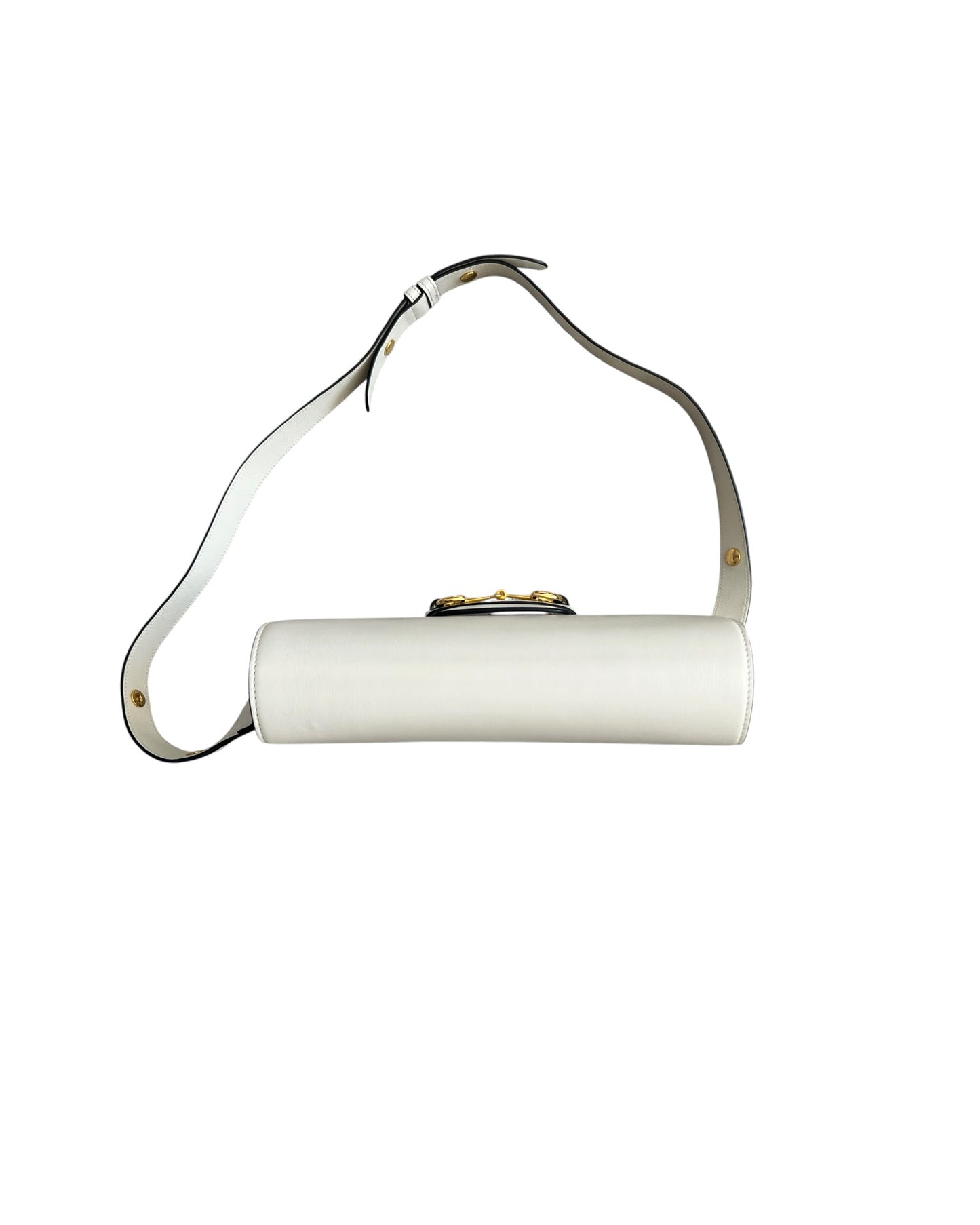 Gucci 1955 Horsebit Shoulder Bag in White Leather