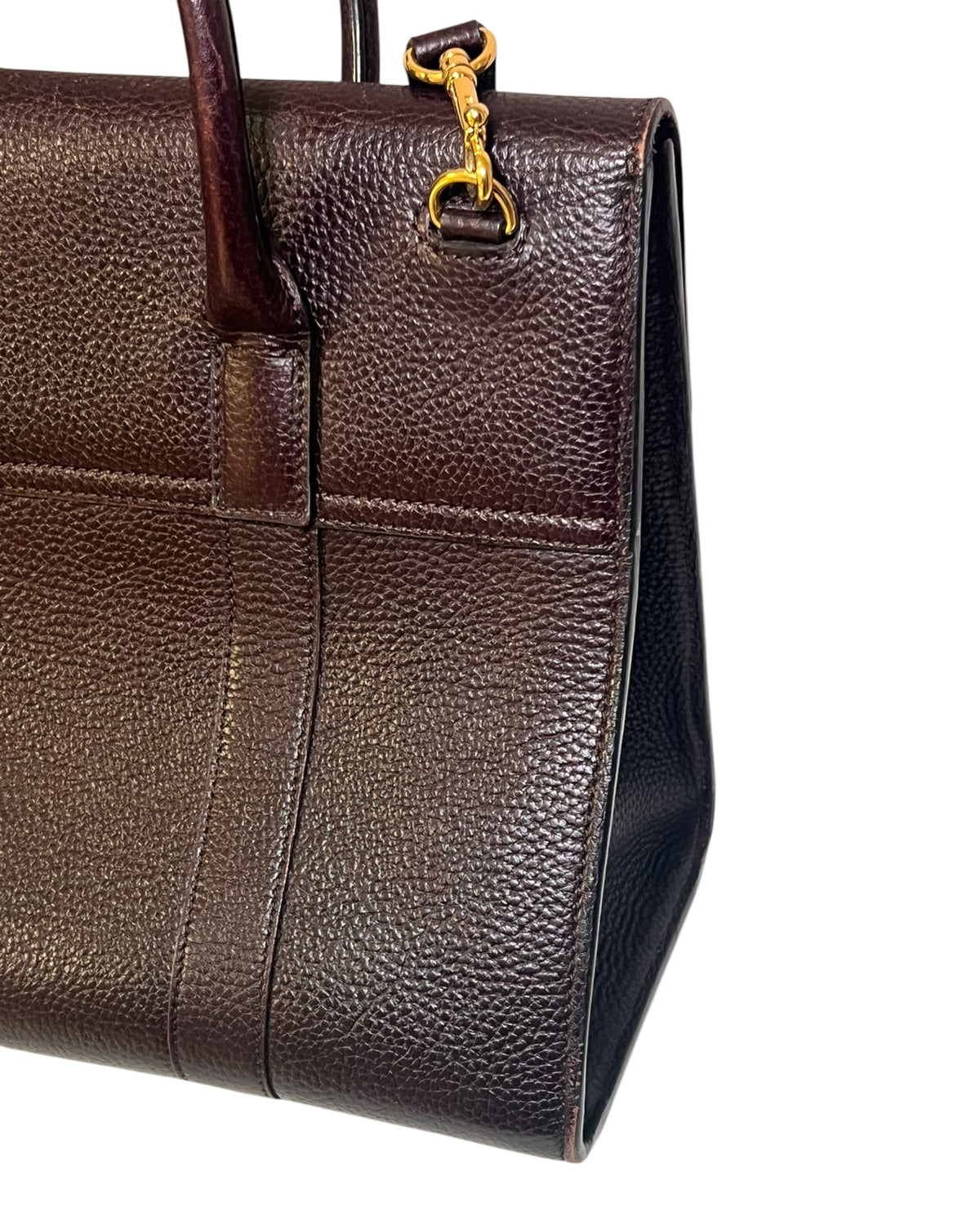 Mulberry Bayswater with Strap in Oxblood Grained Leather – Gold Hardware