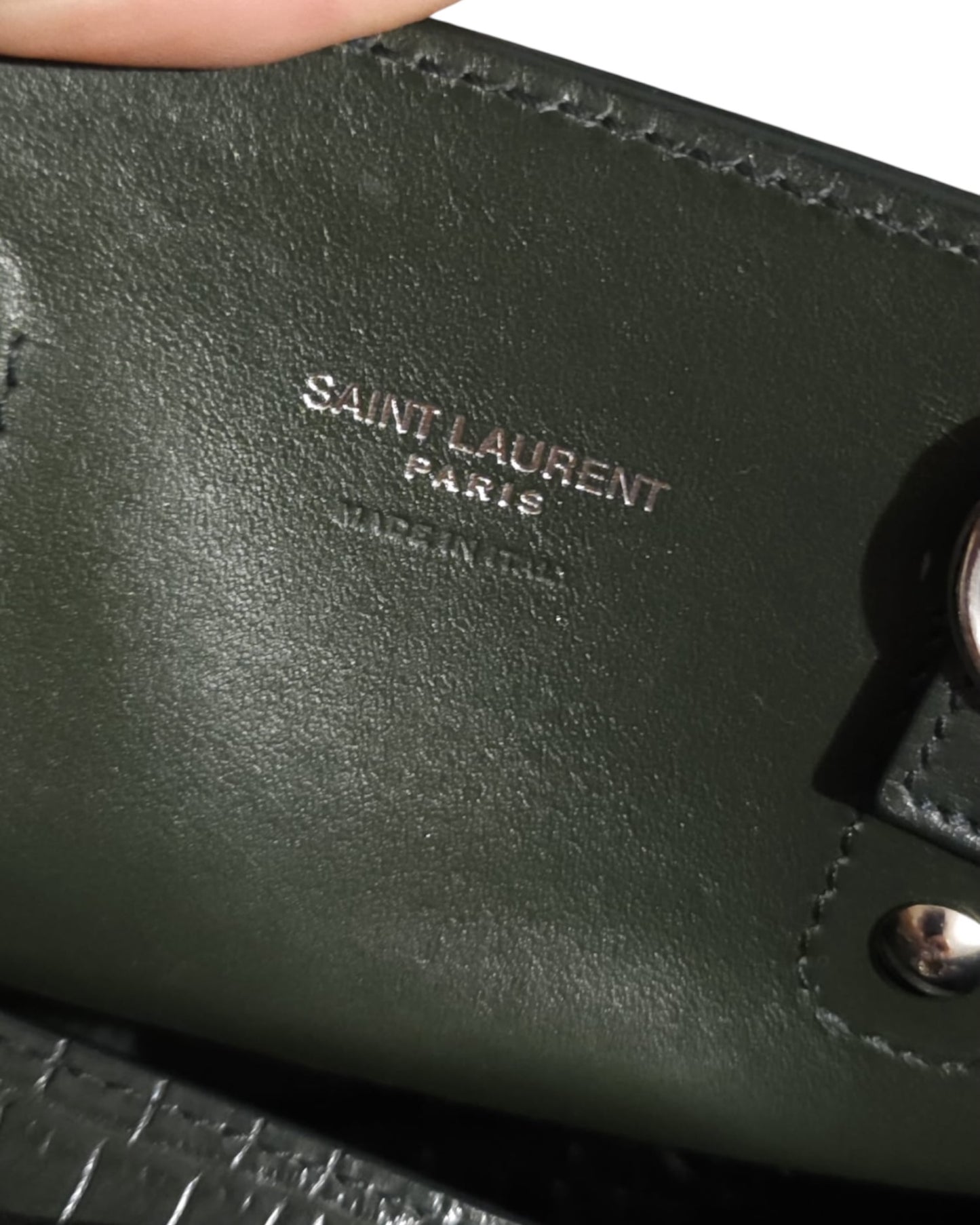 Saint Laurent Nano Sac de Jour Croc-Embossed Tote | Dark Green - The Luxury Savvy