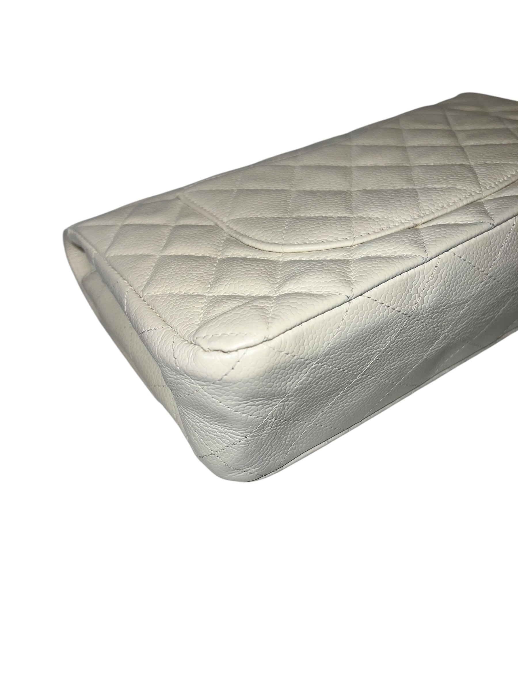 CHANEL Vintage Classic Double Flap Bag | Cream Caviar Leather | 24k Gold Plated Hardware - The Luxury Savvy