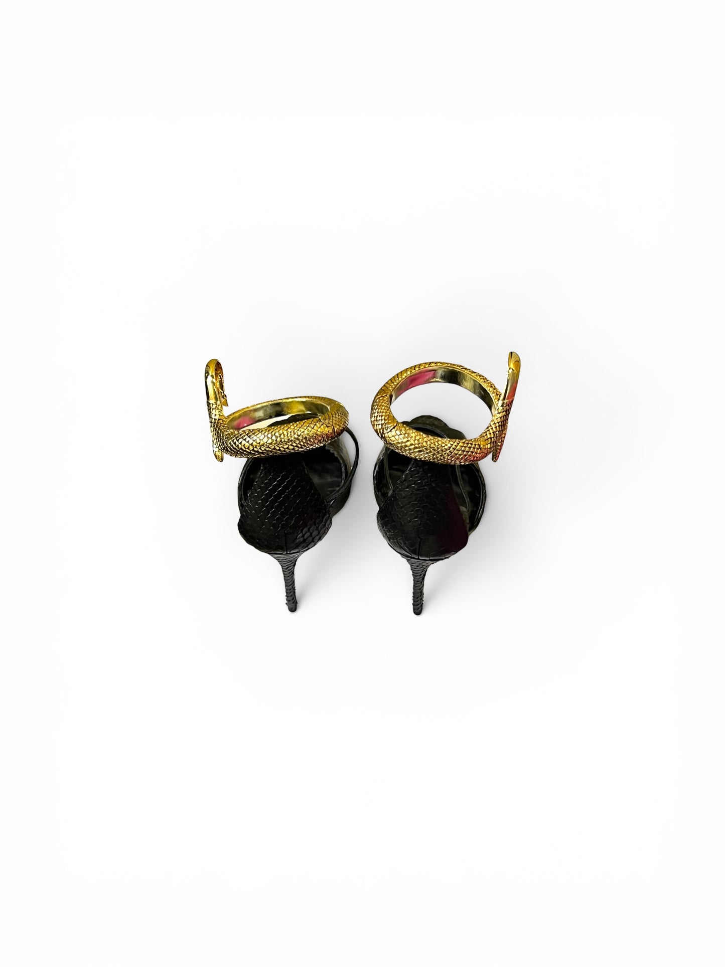 Giuseppe Zanotti Black Snake-Effect Snake Cuff Sandals – Size EU 36