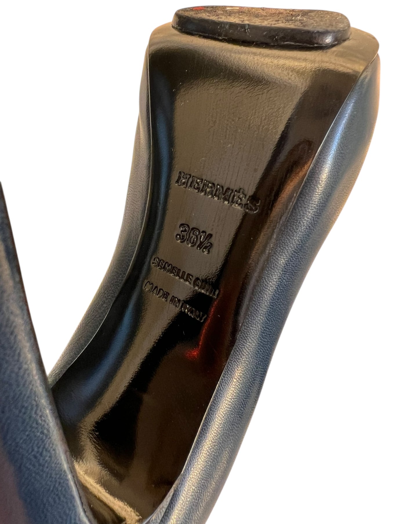 Hermès Peep Toe Heels – Dark Navy – Size 36.5 (Worn Once, Excellent Condition)