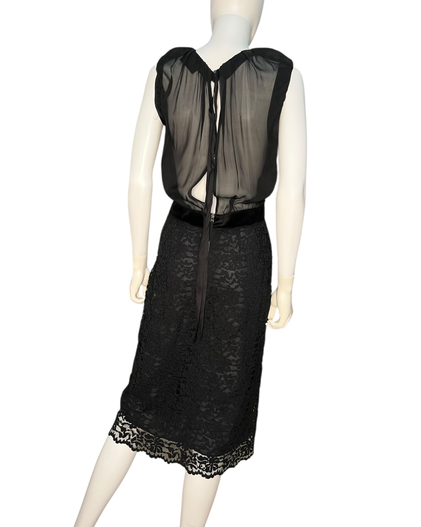 Dolce & Gabbana | D&G | Black Lace Panel Midi Dress Size IT 44