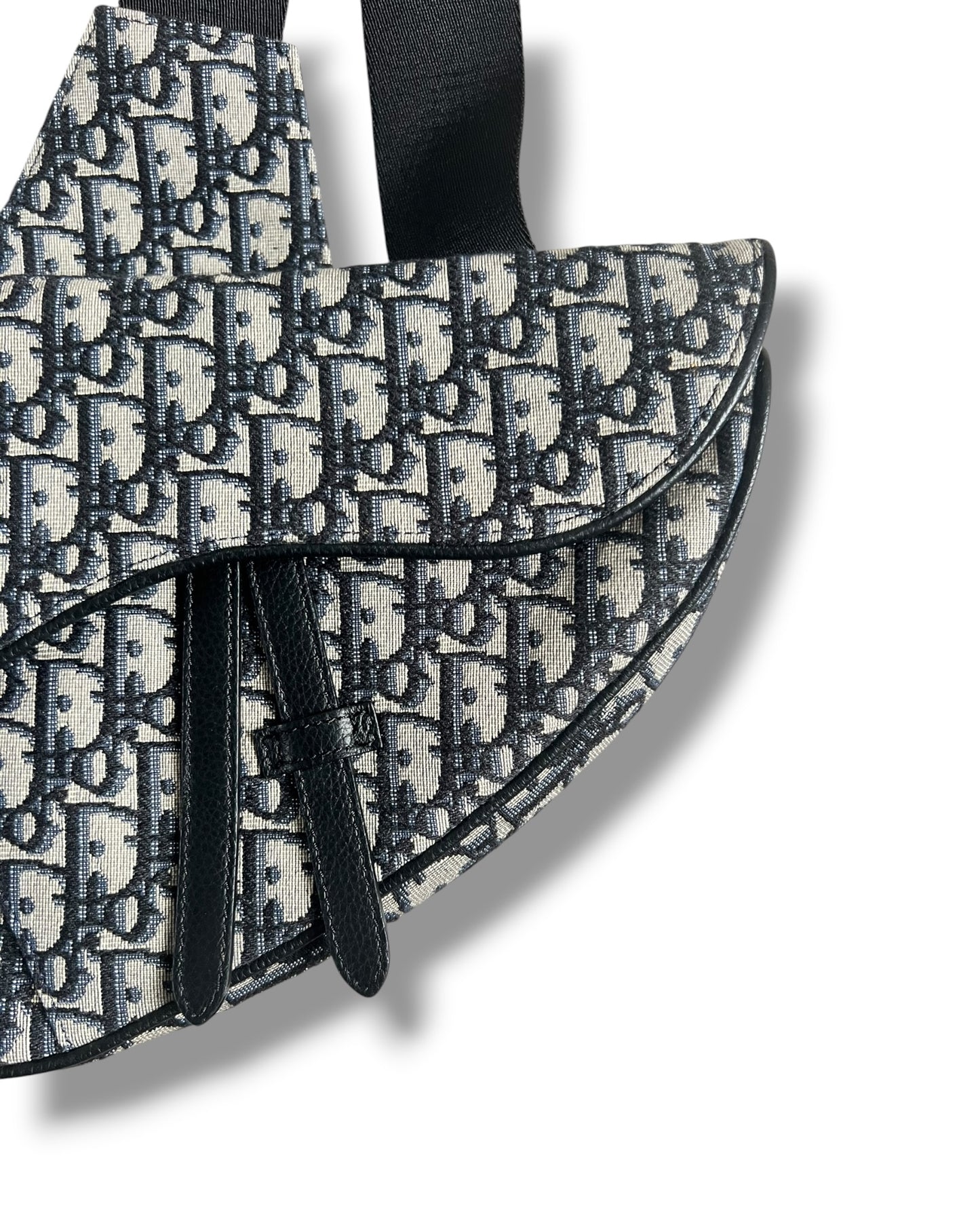 Christian Dior Saddle Bag – Beige & Black Dior Oblique Jacquard Crossbody Bag