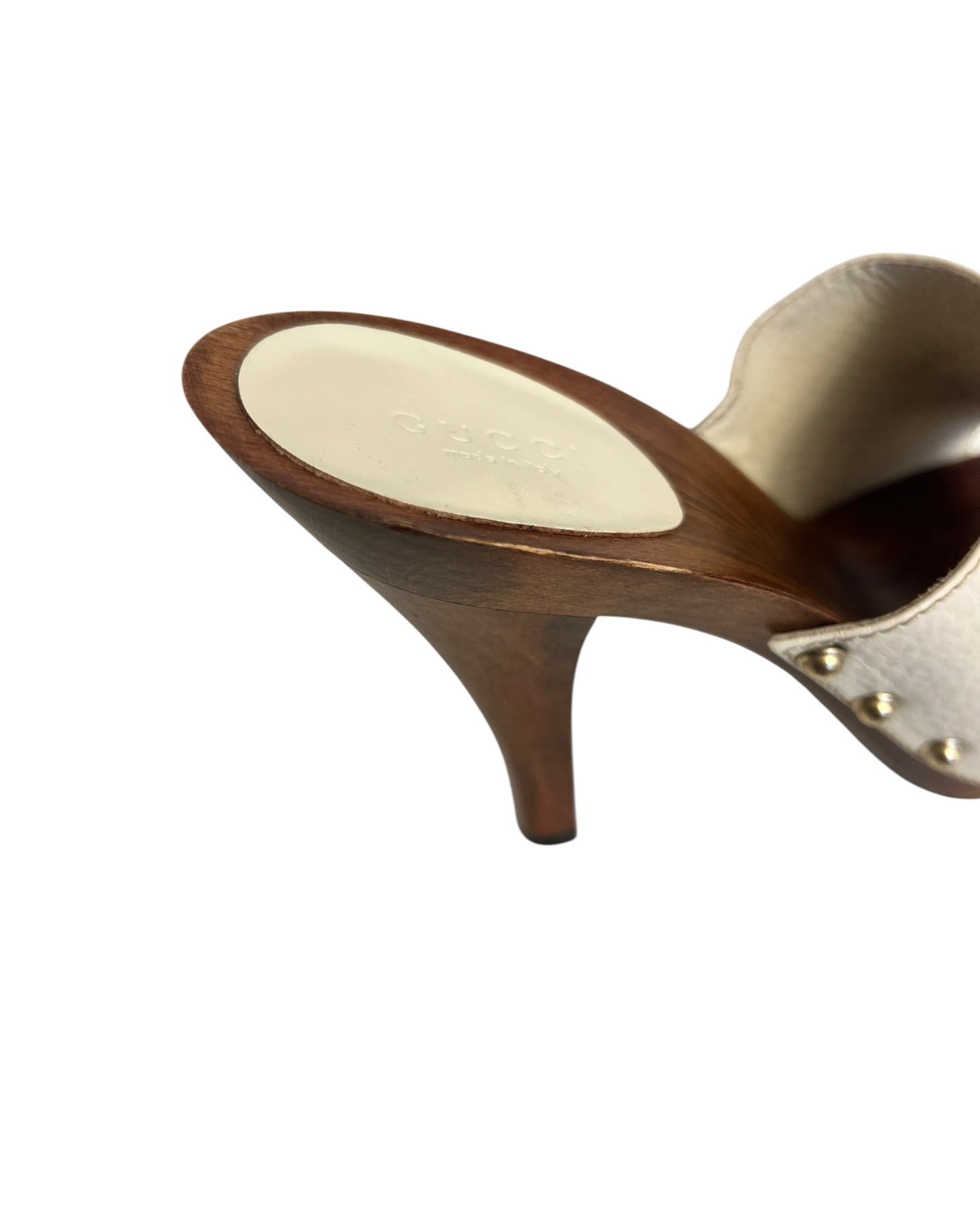Gucci Horsebit Leather Wooden Heel Mules - Size 39