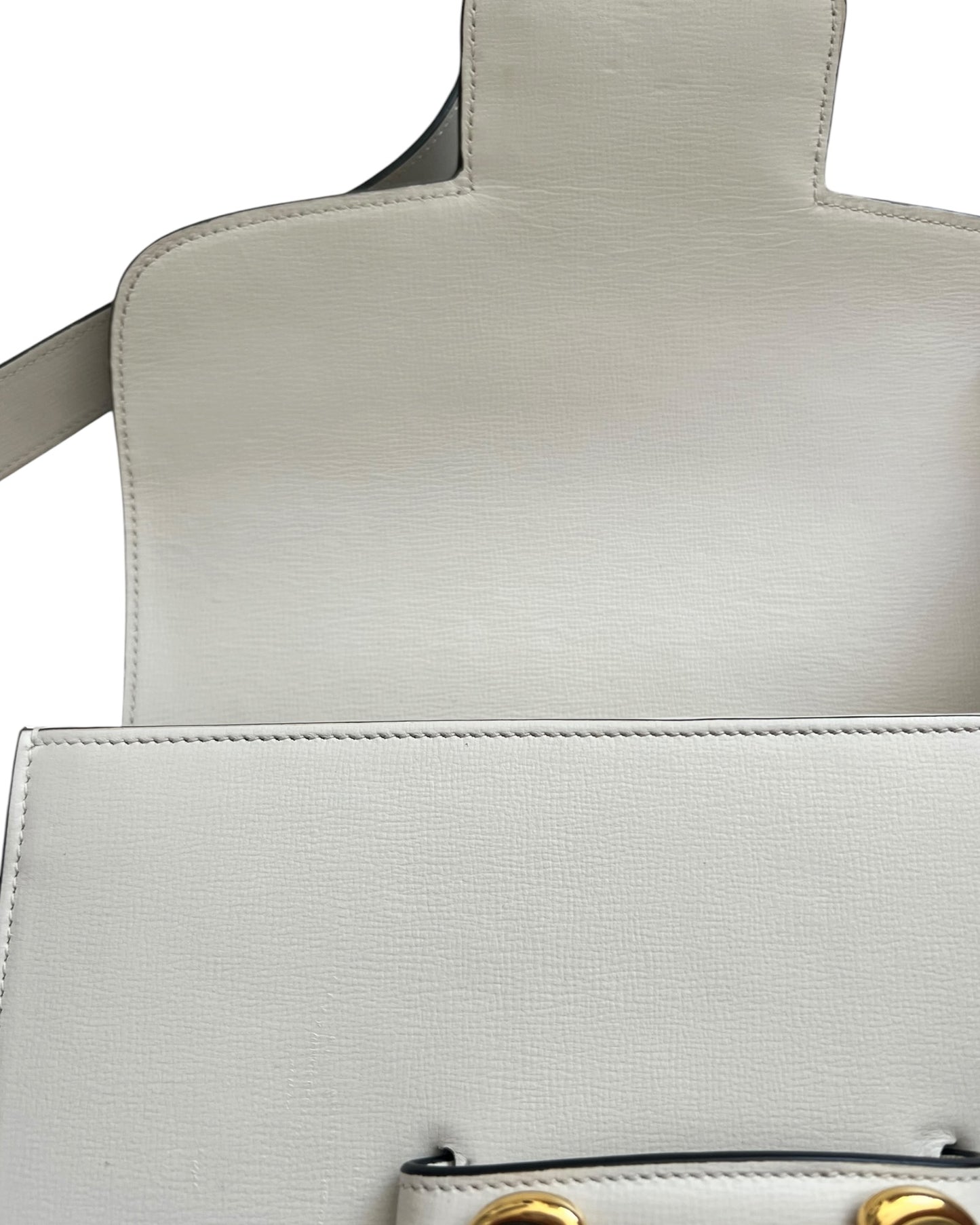 Gucci 1955 Horsebit Shoulder Bag in White Leather