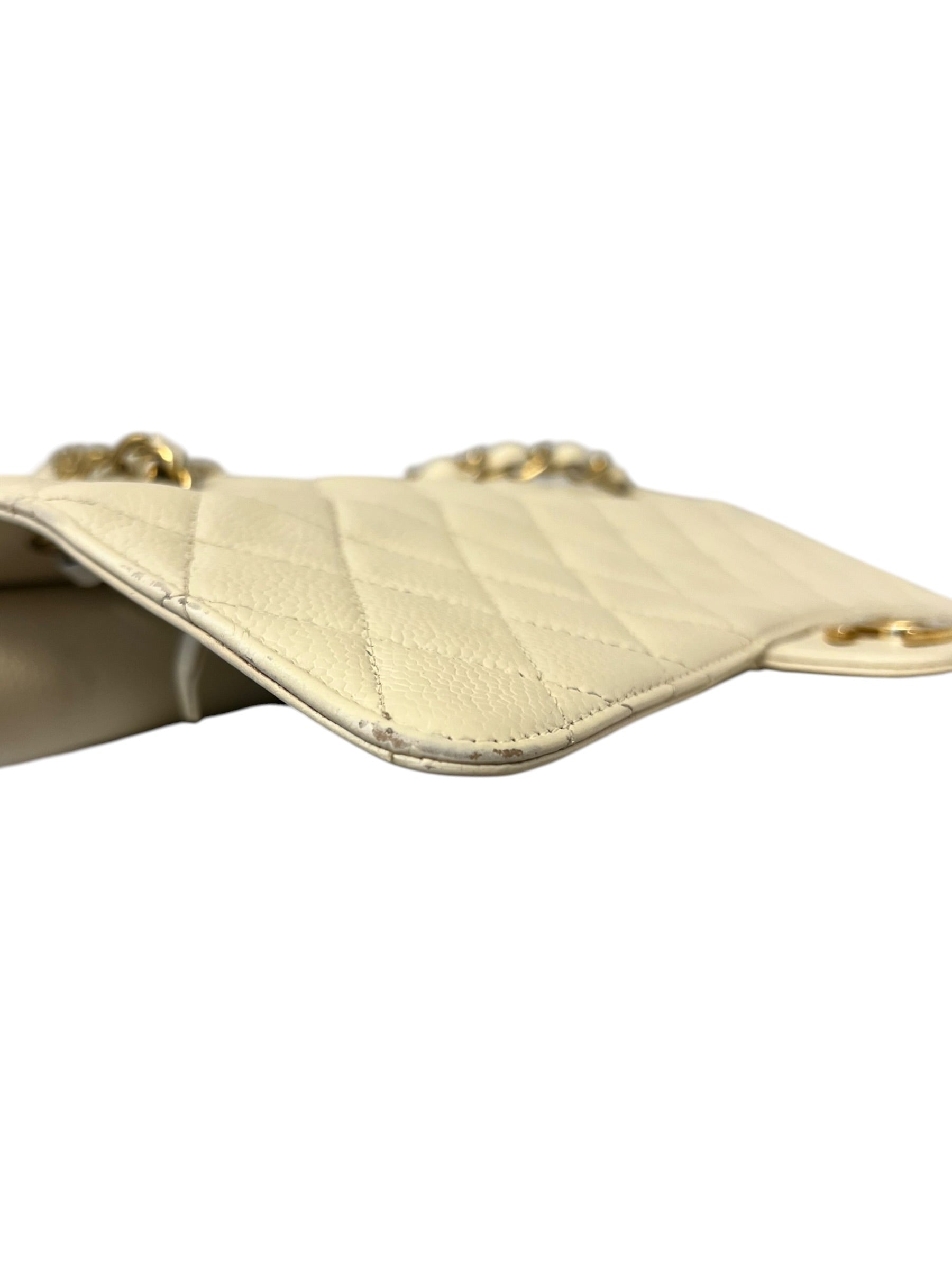 CHANEL Vintage Classic Double Flap Bag | Cream Caviar Leather | 24k Gold Plated Hardware - The Luxury Savvy