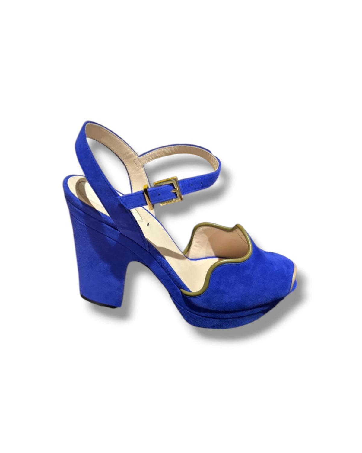 Fendi Suede Platform Slingback Heels – Electric Blue