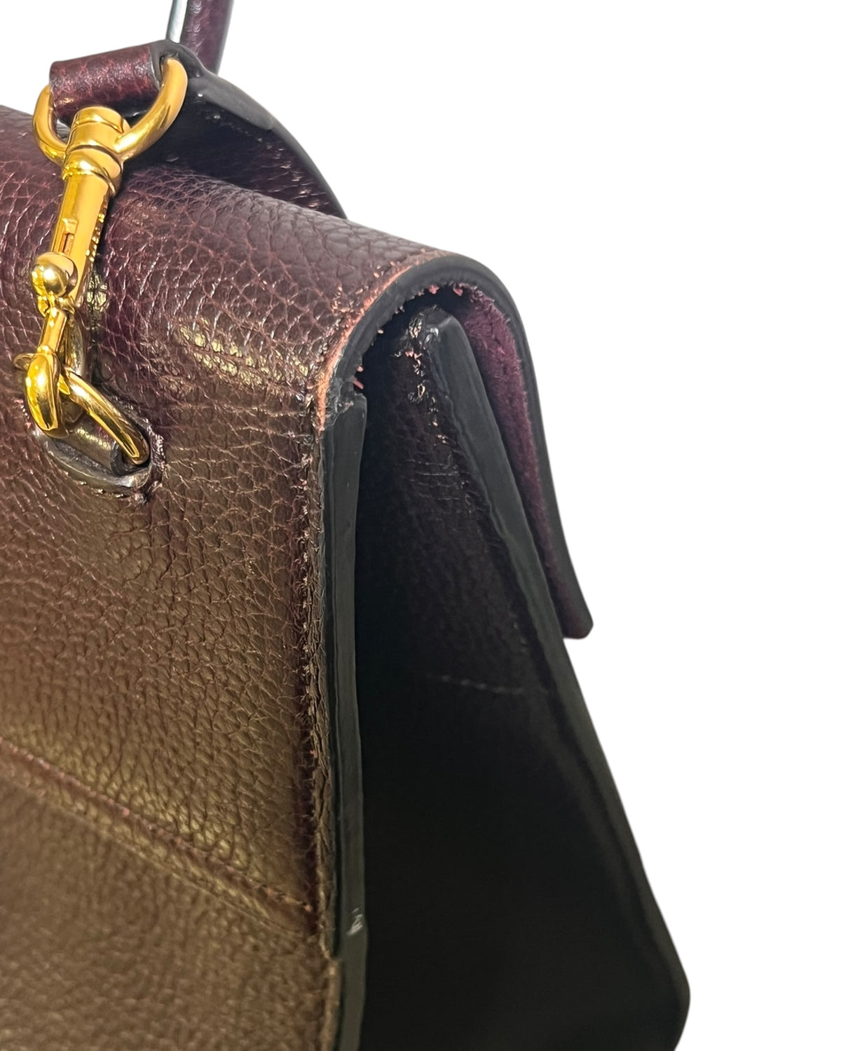 Mulberry Bayswater with Strap in Oxblood Grained Leather – Gold Hardware