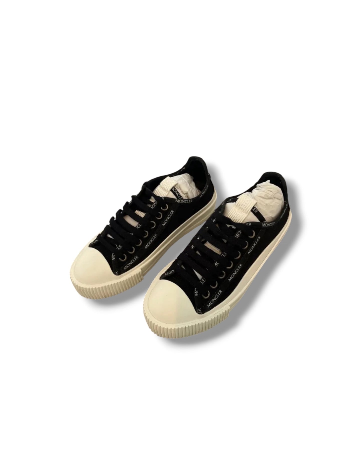 Moncler Glissiere Low-Top Canvas Sneakers Black & White | Size EU 36.5