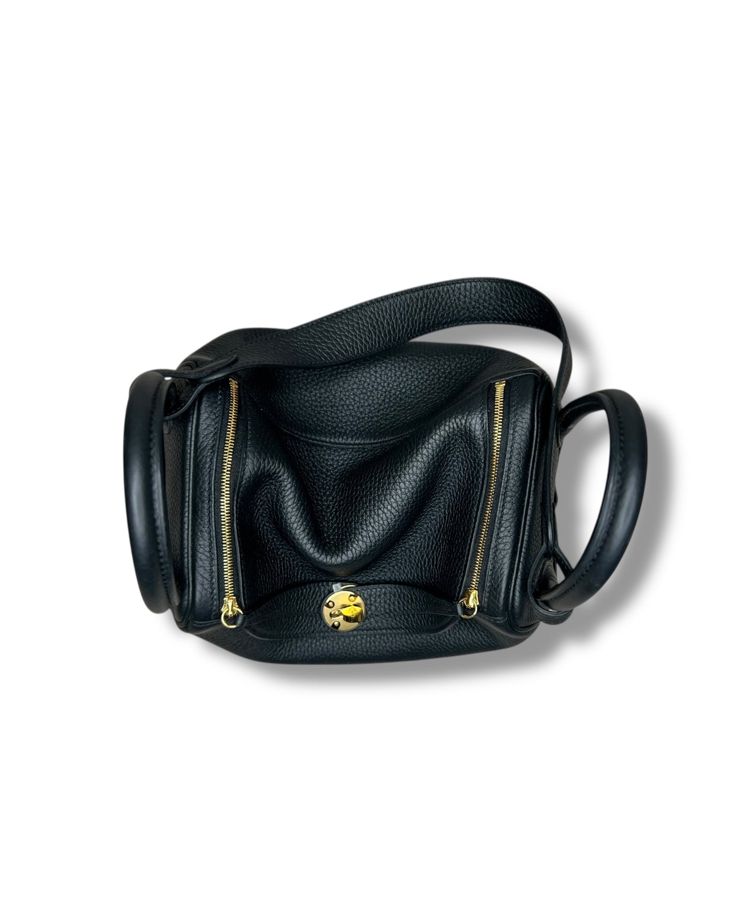 Hermès Lindy 26 – Black Clemence Leather with Gold Hardware (K Stamp 2025)