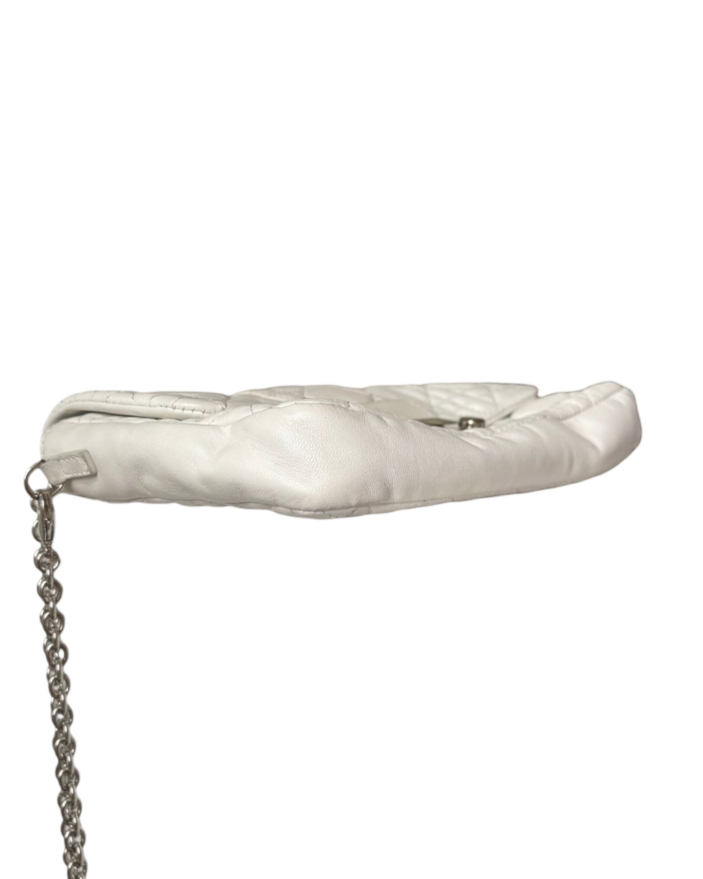 Christian Dior Miss Dior White Cannage Shoulder Bag | Silver Tone Hardware