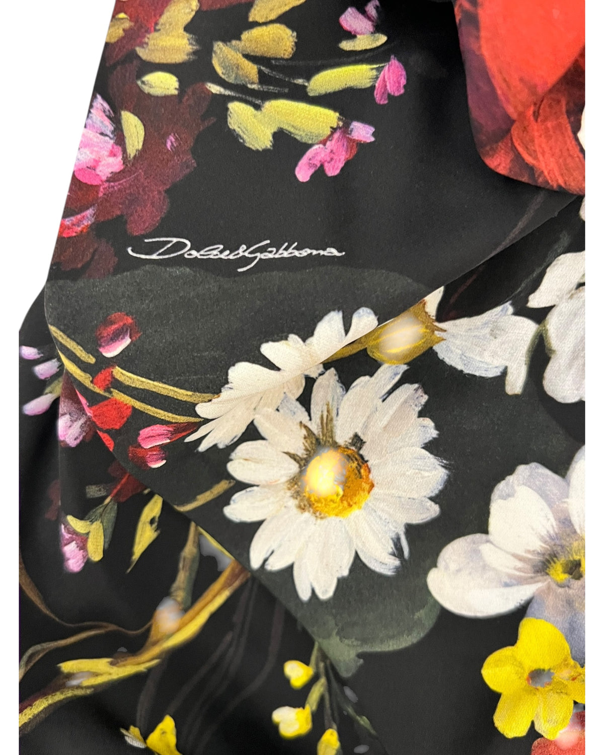 Dolce & Gabbana Black Floral Silk Midi Dress – IT 44