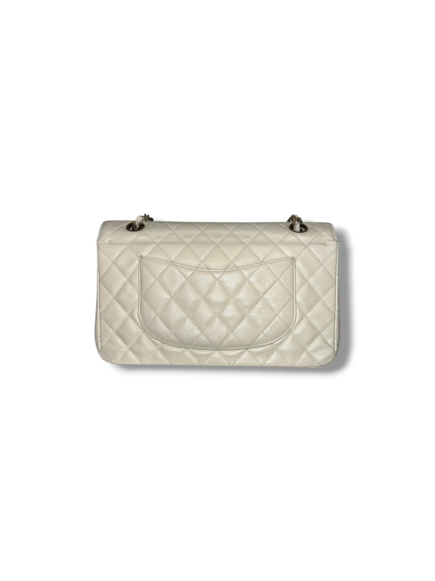 CHANEL Vintage Classic Double Flap Bag | Cream Caviar Leather | 24k Gold Plated Hardware - The Luxury Savvy