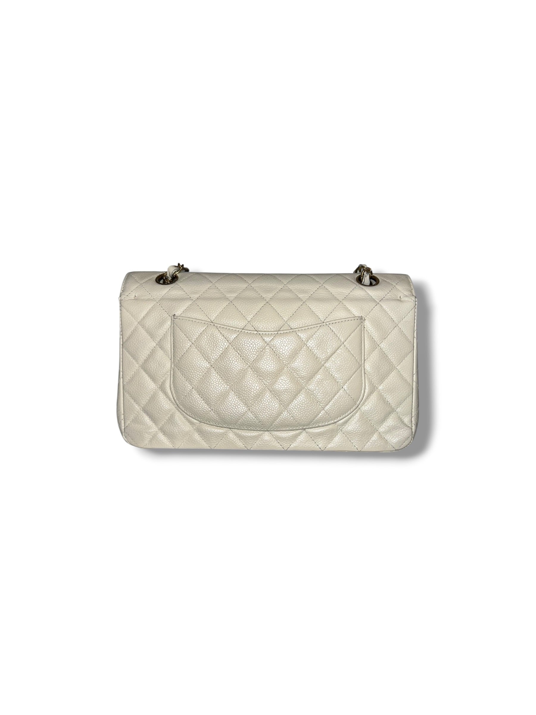 CHANEL Vintage Classic Double Flap Bag | Cream Caviar Leather | 24k Gold Plated Hardware - The Luxury Savvy