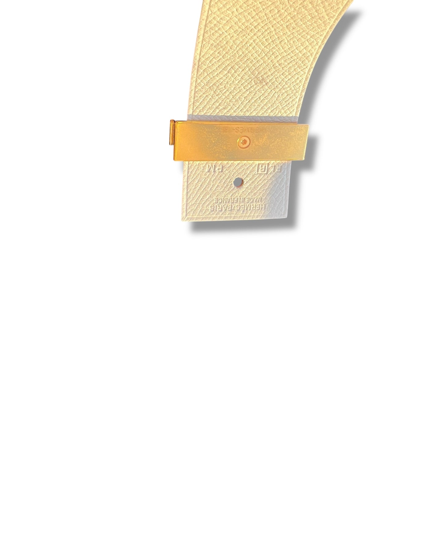 Hermès Imprévisible Bracelet – Swift & Epsom Leather – Blanc and Capucine – Gold Hardware