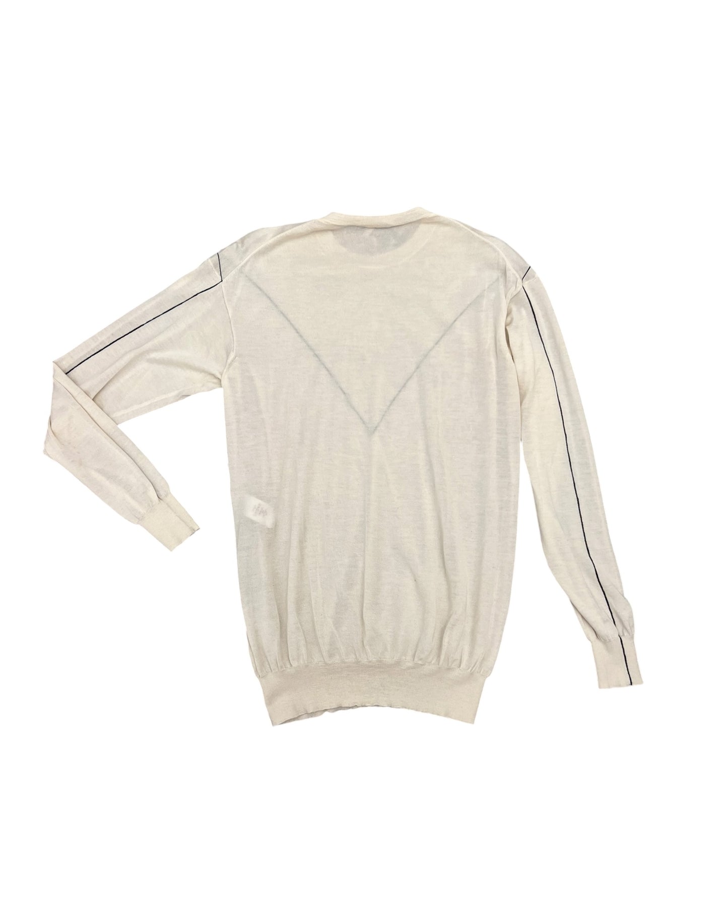 Céline Cashmere & Silk Detail Long-Sleeve Jumper – Cream – Size L
