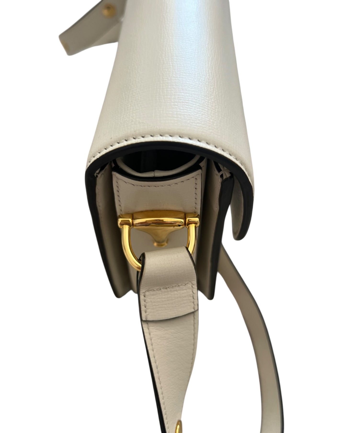 Gucci 1955 Horsebit Shoulder Bag in White Leather