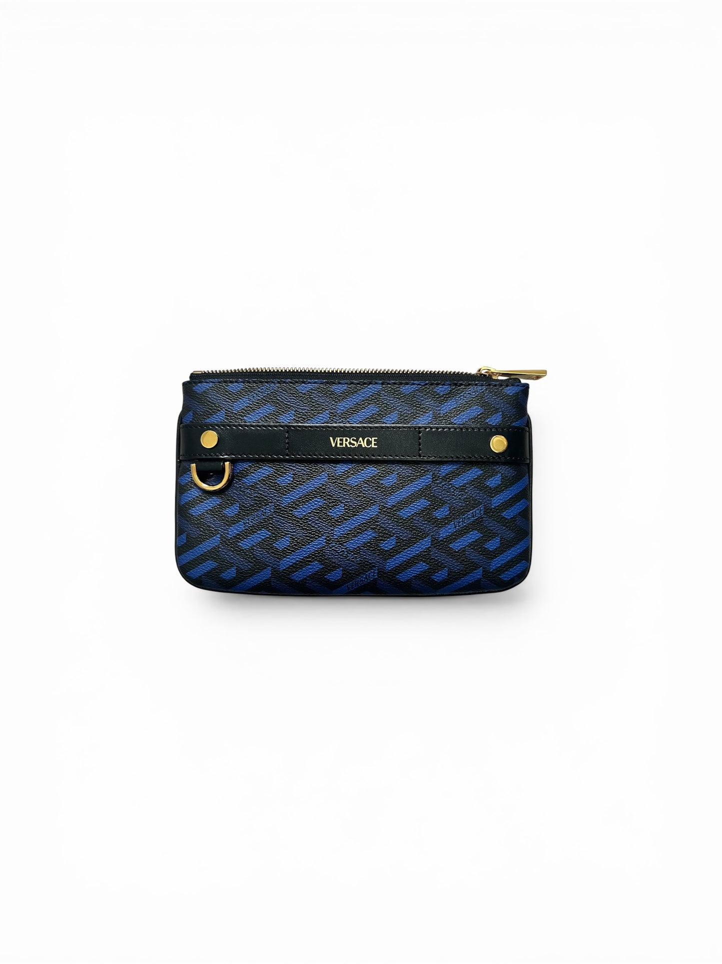 Versace Monogram Clutch Bag – Blue & Black - The Luxury Savvy