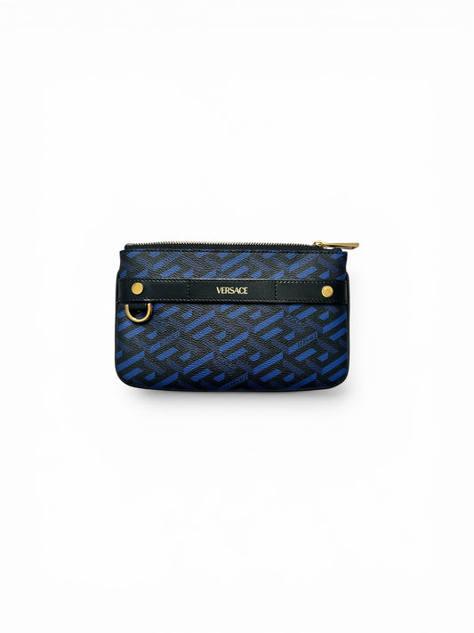 Versace Monogram Clutch Bag – Blue & Black - The Luxury Savvy