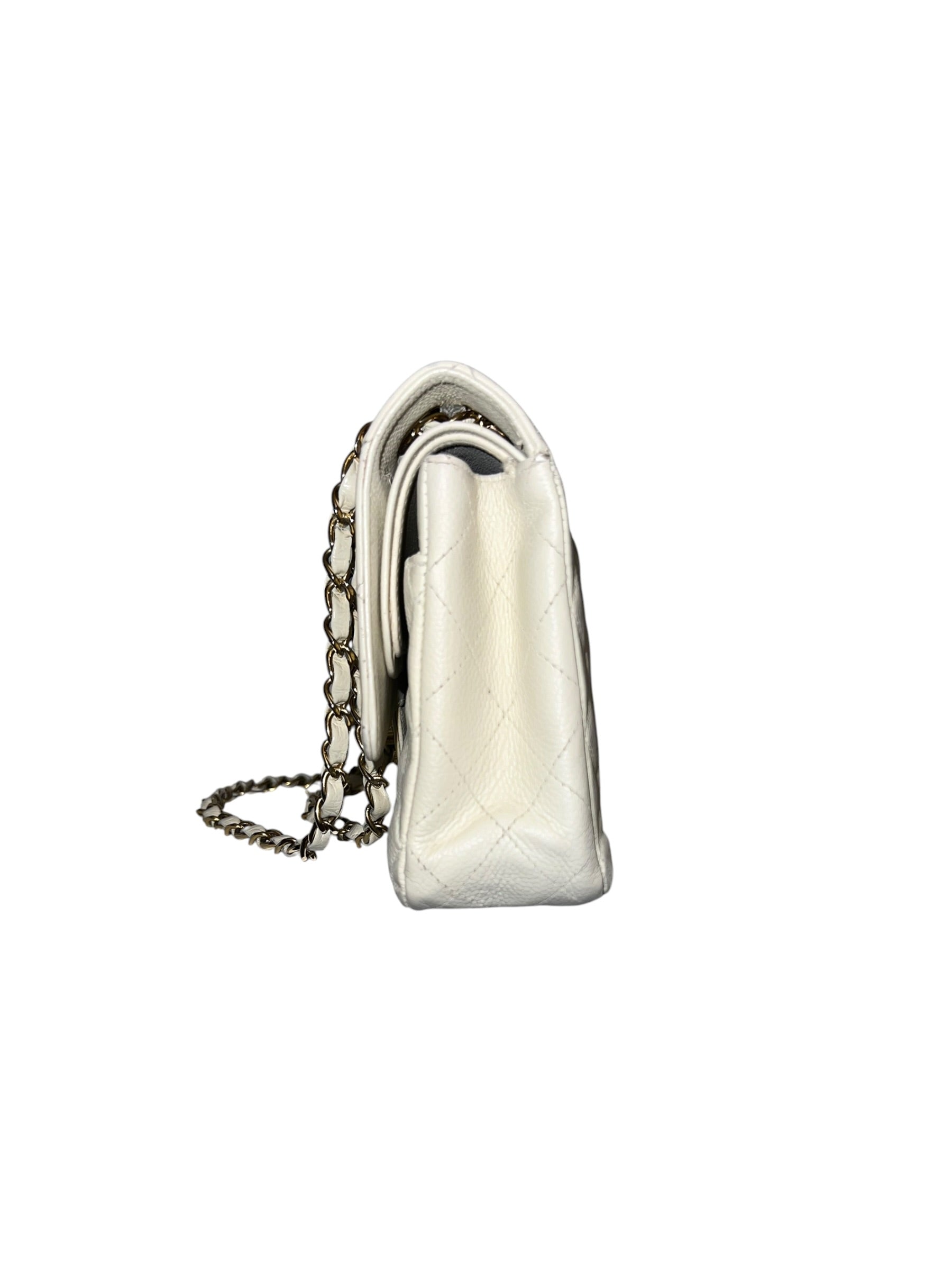 CHANEL Vintage Classic Double Flap Bag | Cream Caviar Leather | 24k Gold Plated Hardware - The Luxury Savvy
