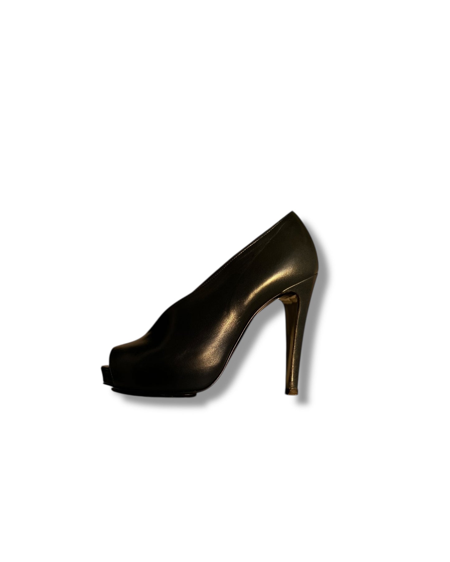 Hermès Peep Toe Heels – Dark Navy – Size 36.5 (Worn Once, Excellent Condition)