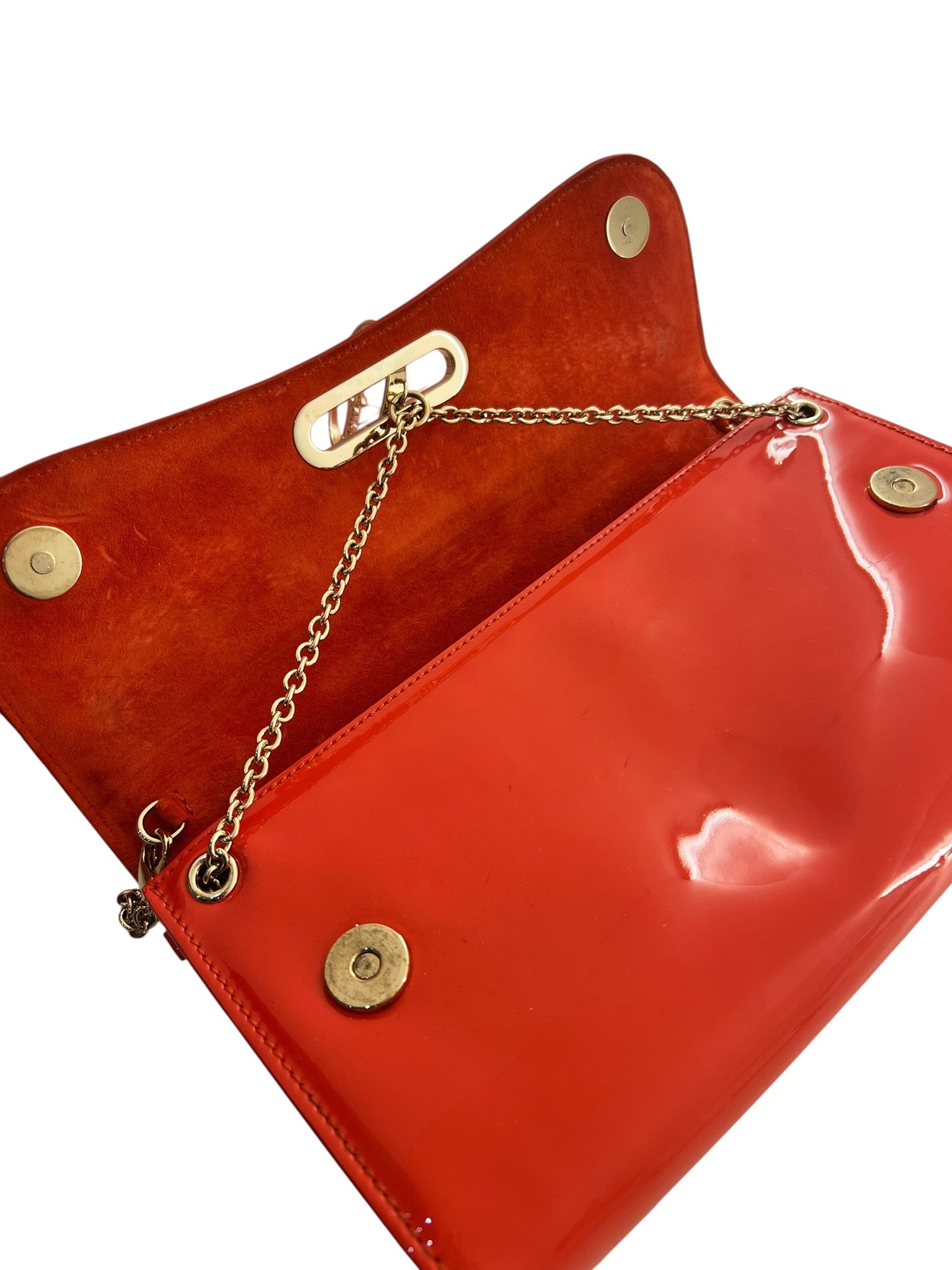 Christian Louboutin Riviera Clutch – Red Patent Calf - Gold Tone Hardware
