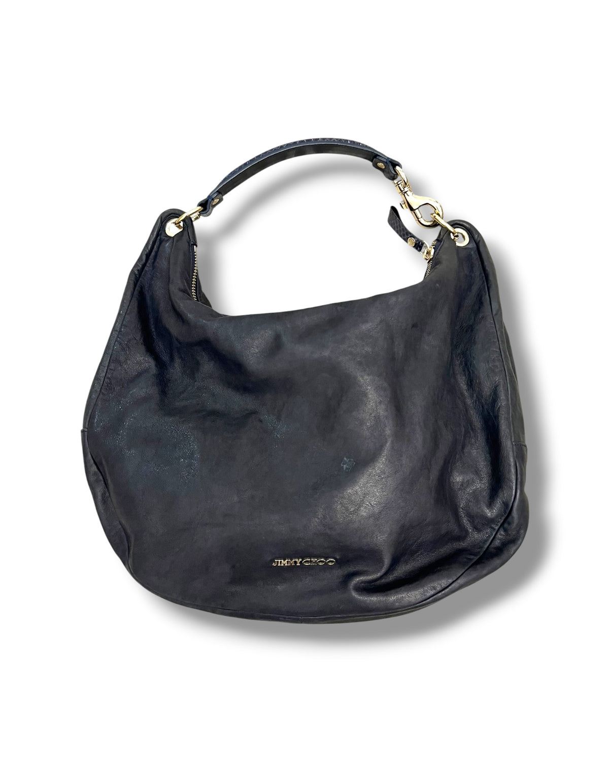 Jimmy Choo Navy Leather Hobo Shoulder Bag