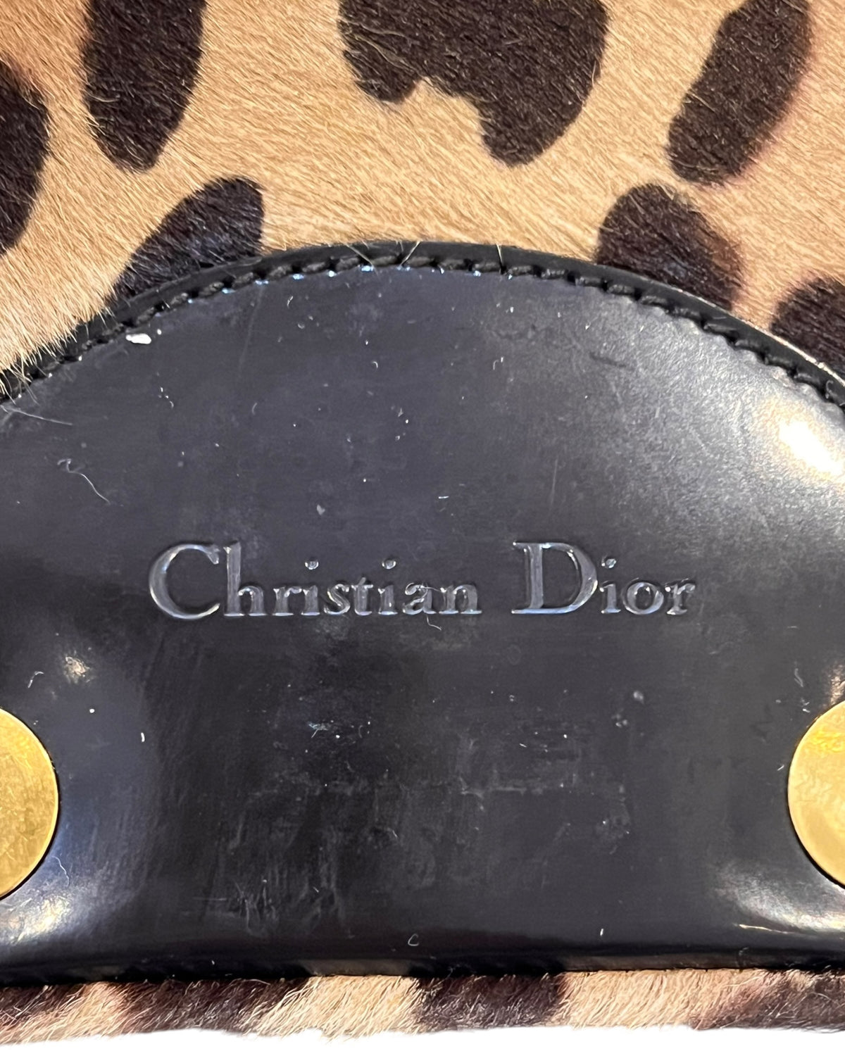 Christian Dior Vintage Malice Leopard Print Pony Hair Shoulder Bag