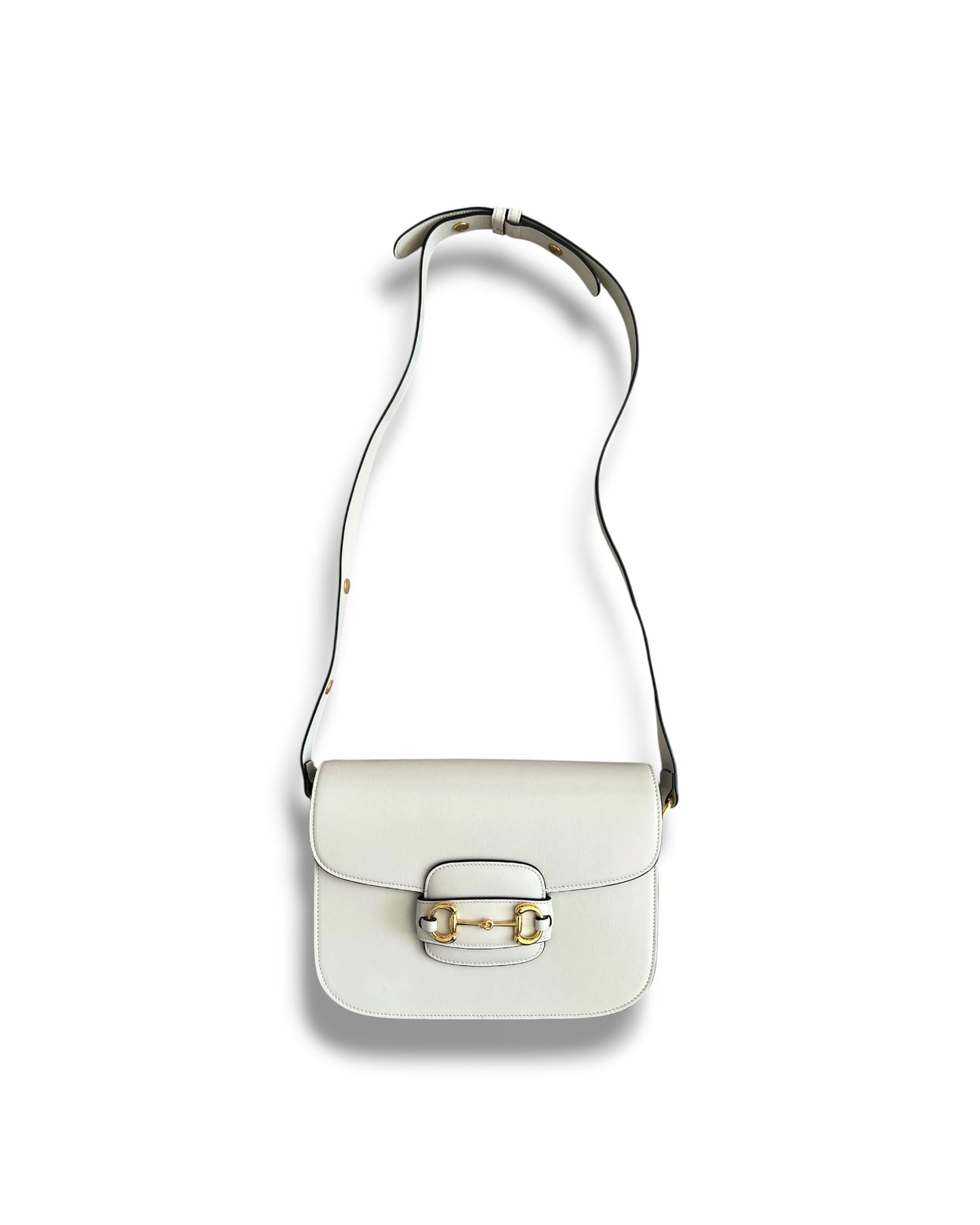 Gucci 1955 Horsebit Shoulder Bag in White Leather