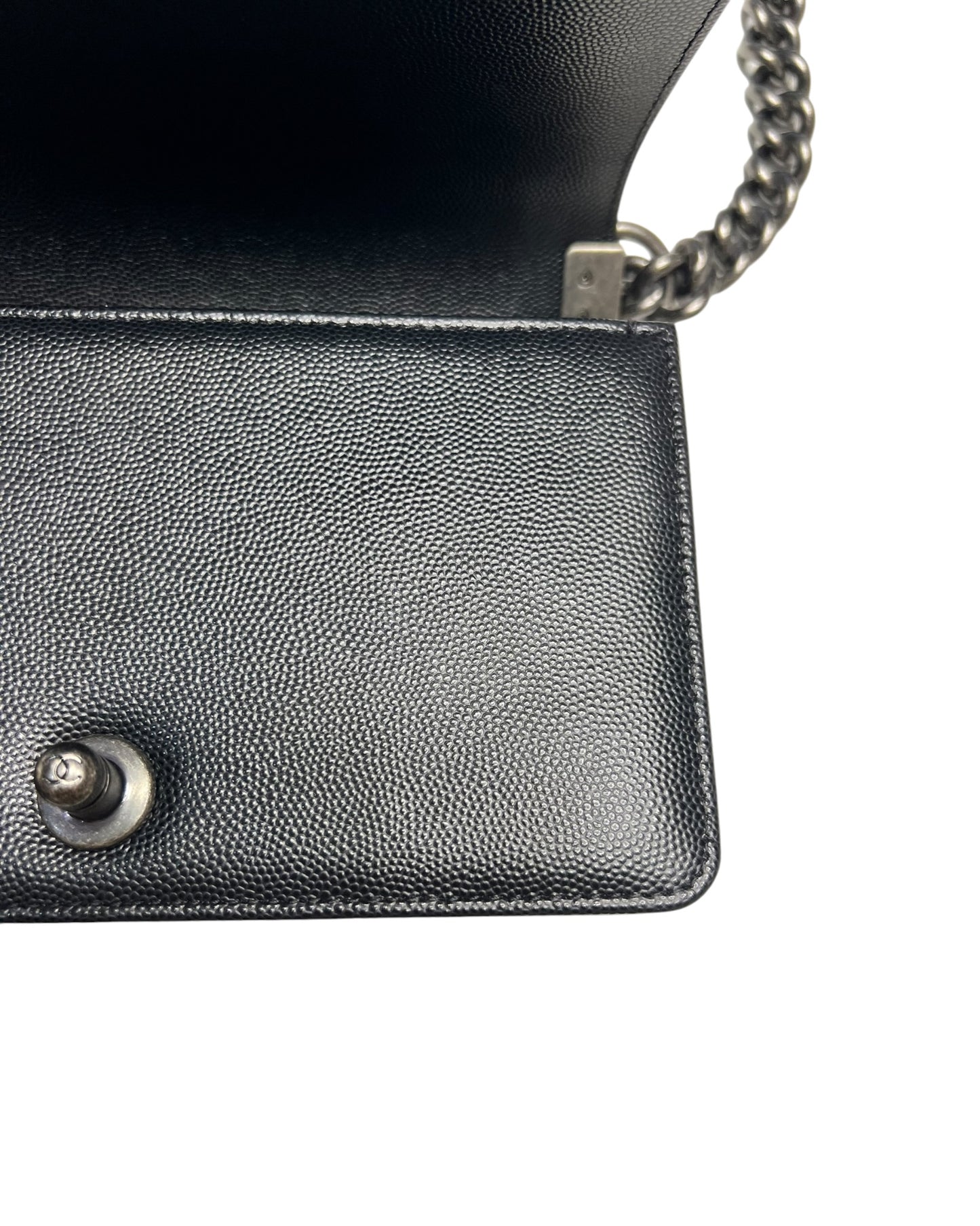 Chanel Boy Small Flap Bag in Black Caviar Leather with Ruthenium Hardware