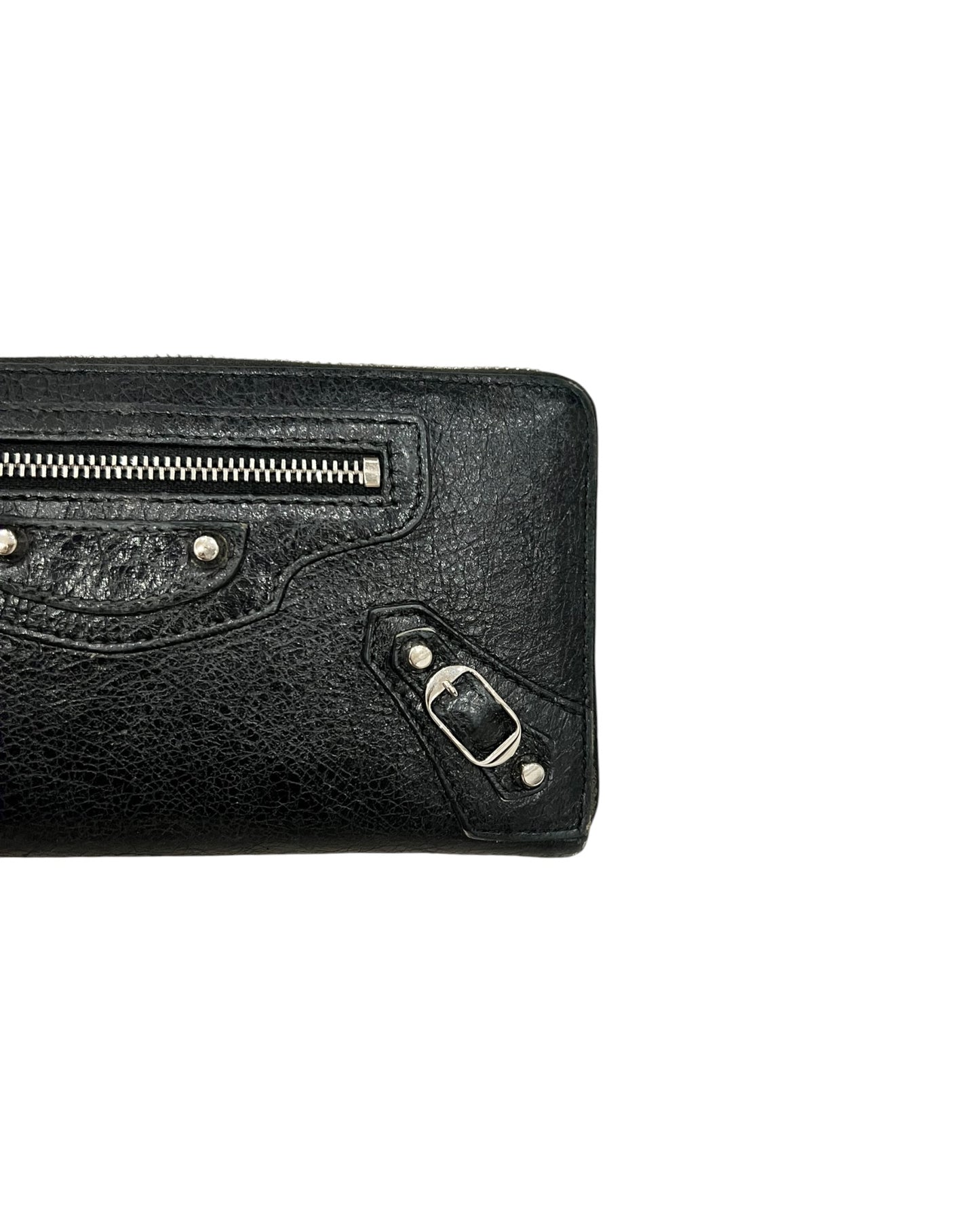 Balenciaga Classic Zip Around Wallet - Black Leather