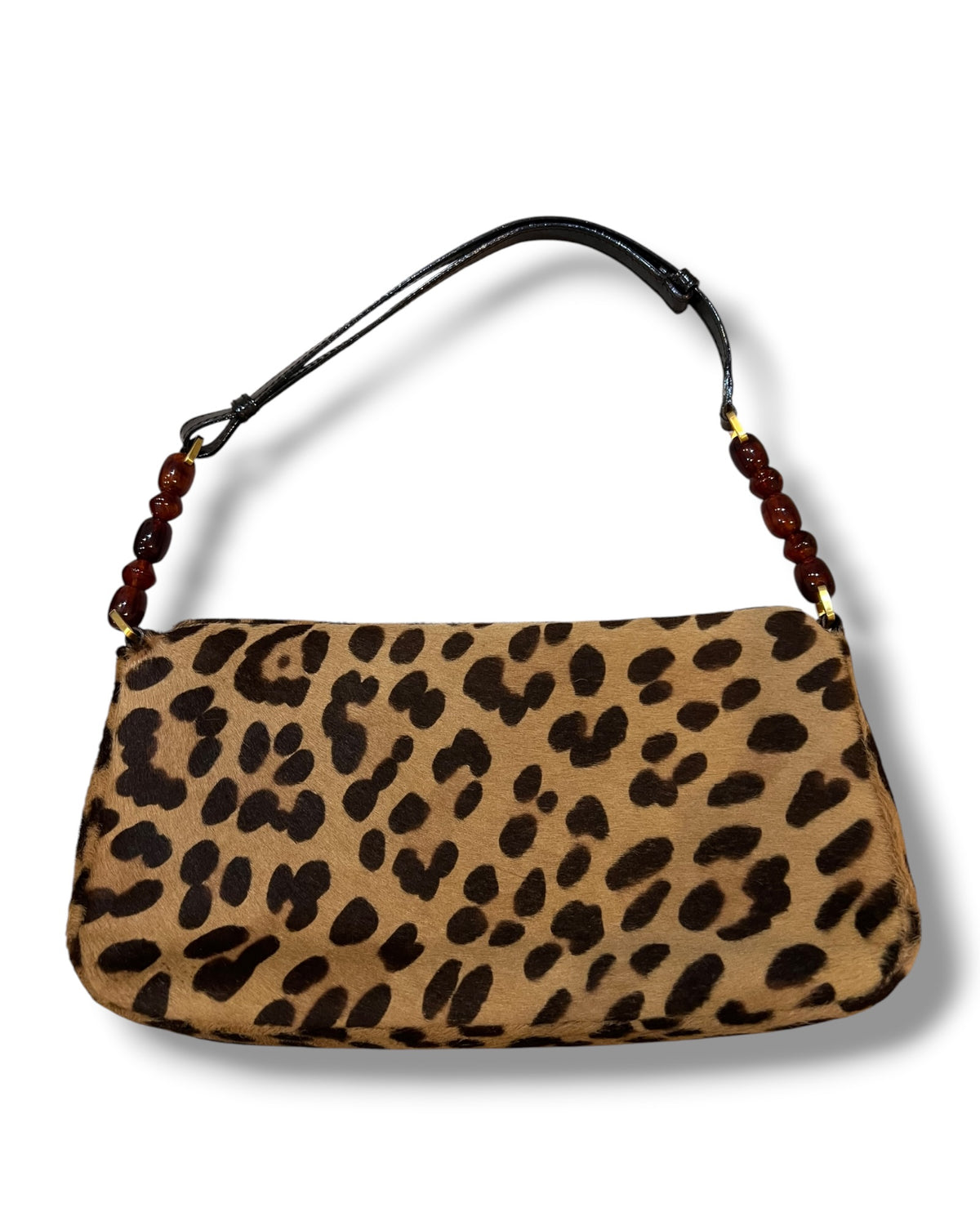 Christian Dior Vintage Malice Leopard Print Pony Hair Shoulder Bag