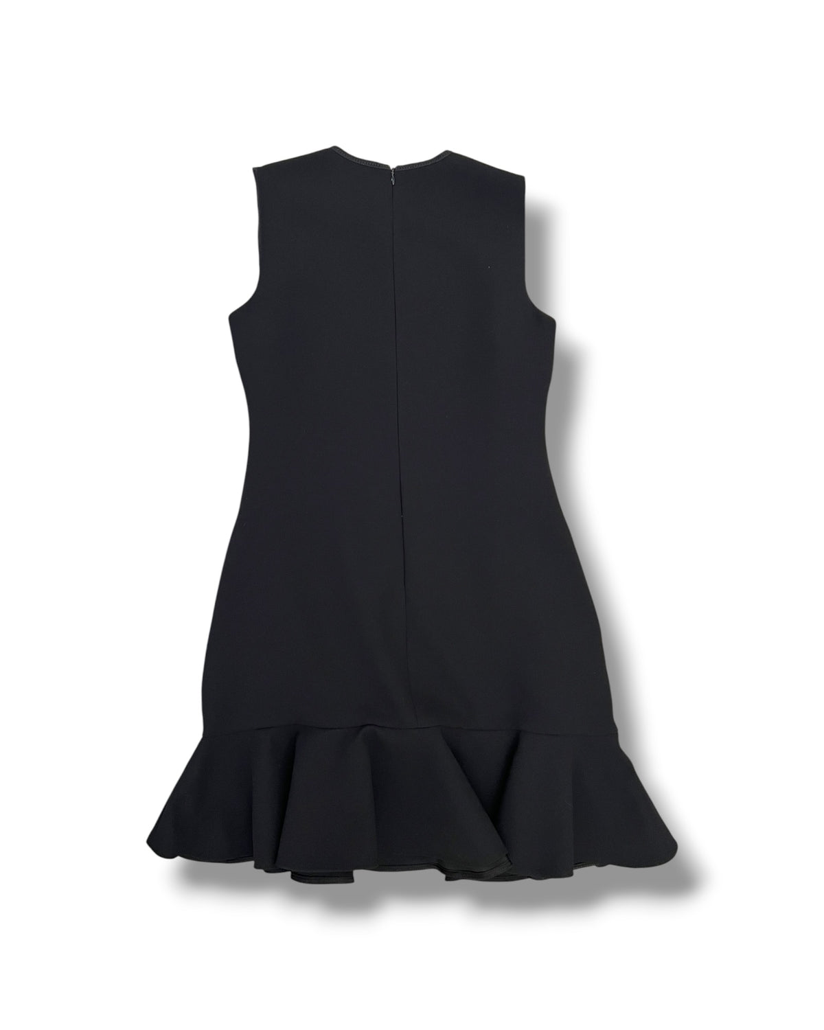 Victoria Beckham Black Sleeveless Ruffle Hem Dress – UK 12