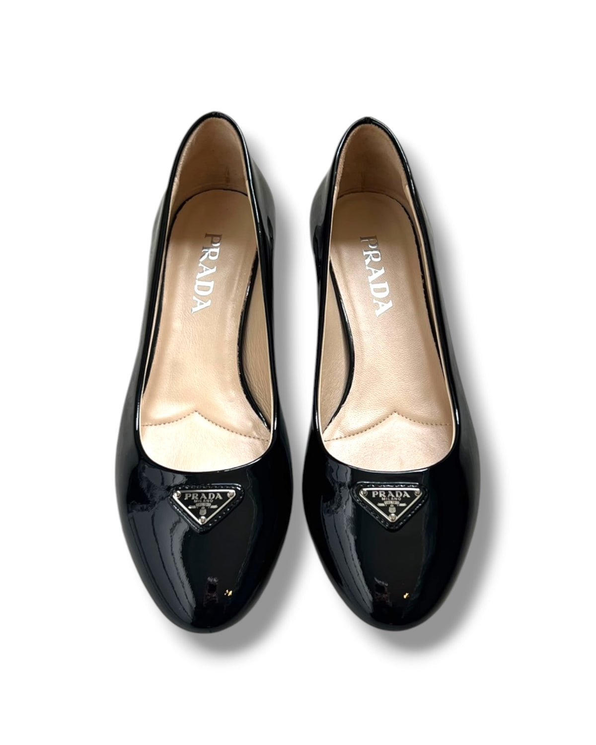 Prada Black Patent Leather Ballet Flats