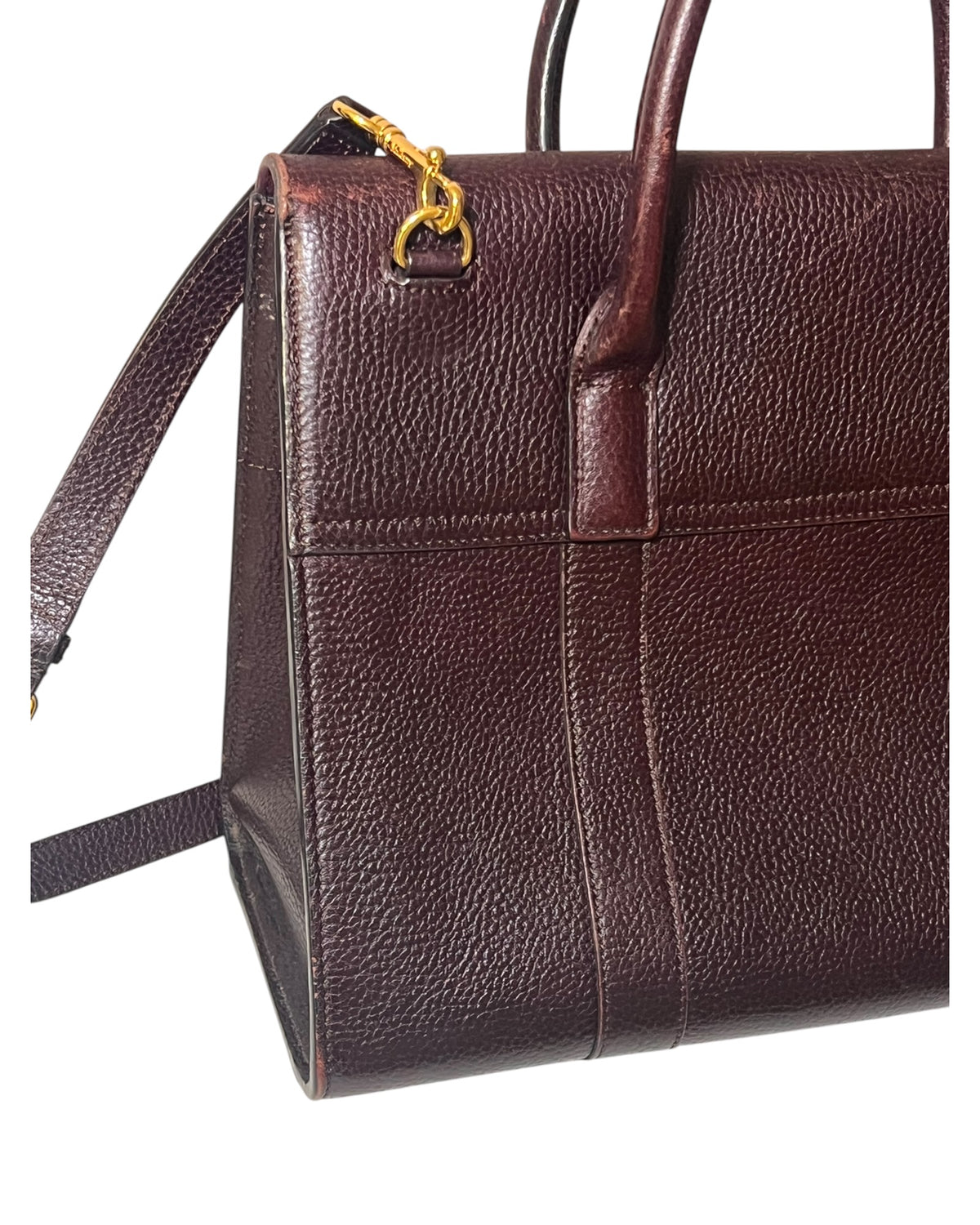 Mulberry Bayswater with Strap in Oxblood Grained Leather – Gold Hardware
