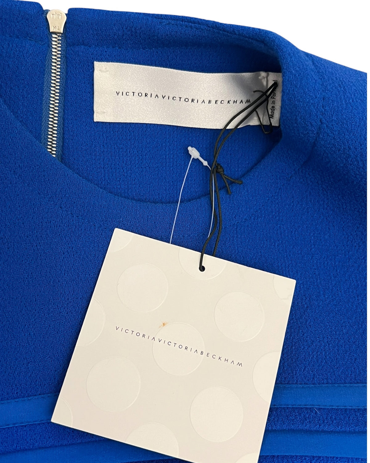 Victoria Beckham Sleeveless Wool & Silk Shift Dress – Cobalt Blue – UK 10