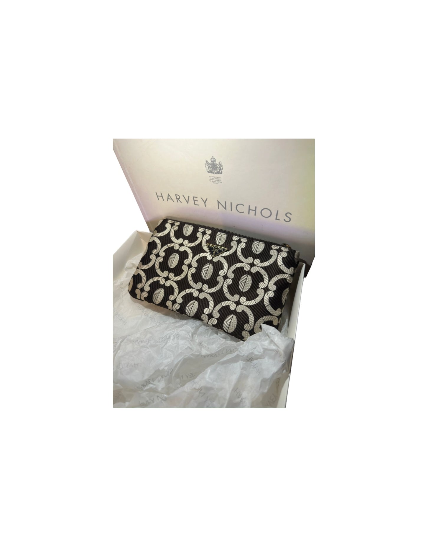 Prada Jacquard Knit Pouch – Geometric Print - The Luxury Savvy