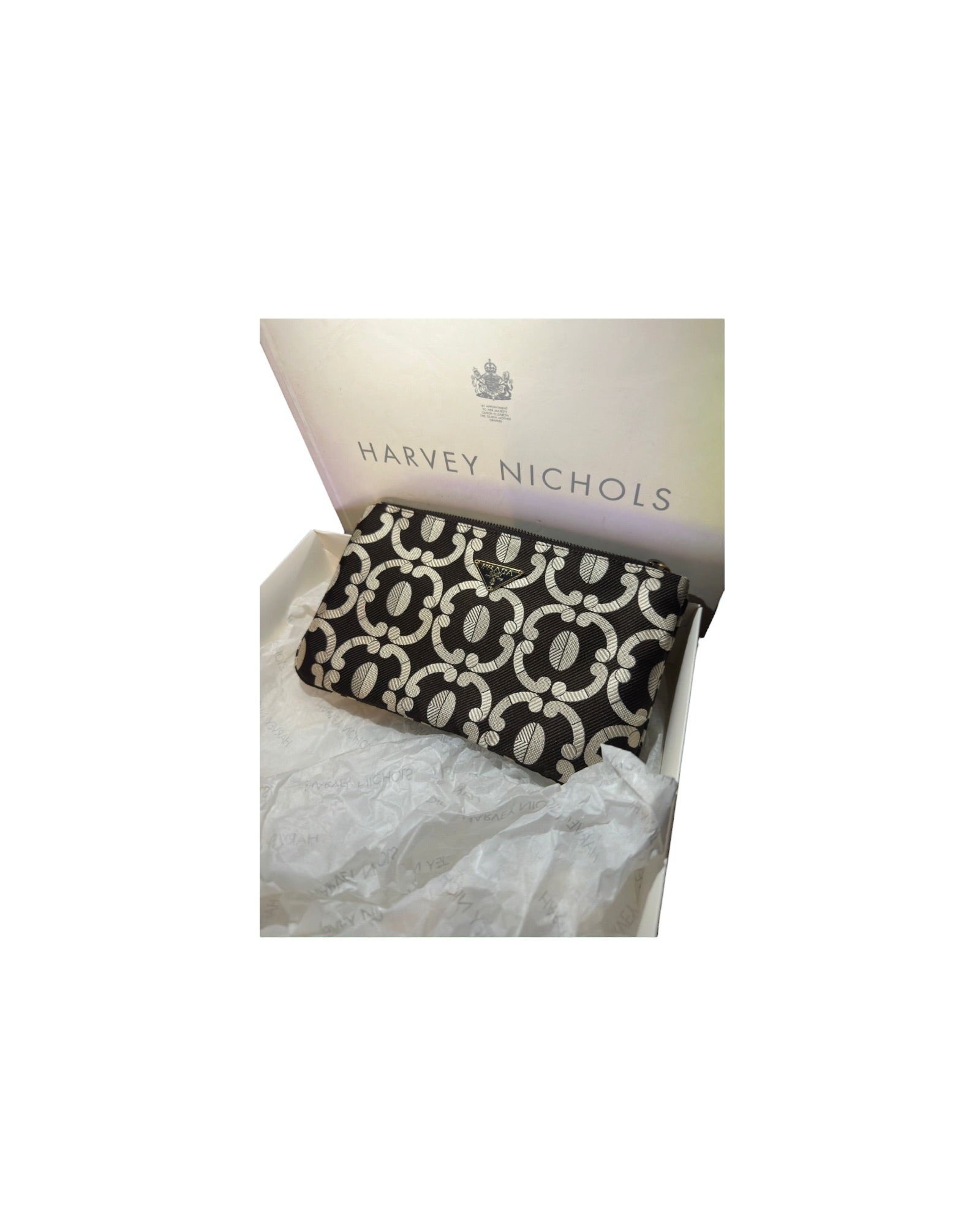 Prada Jacquard Knit Pouch – Geometric Print - The Luxury Savvy