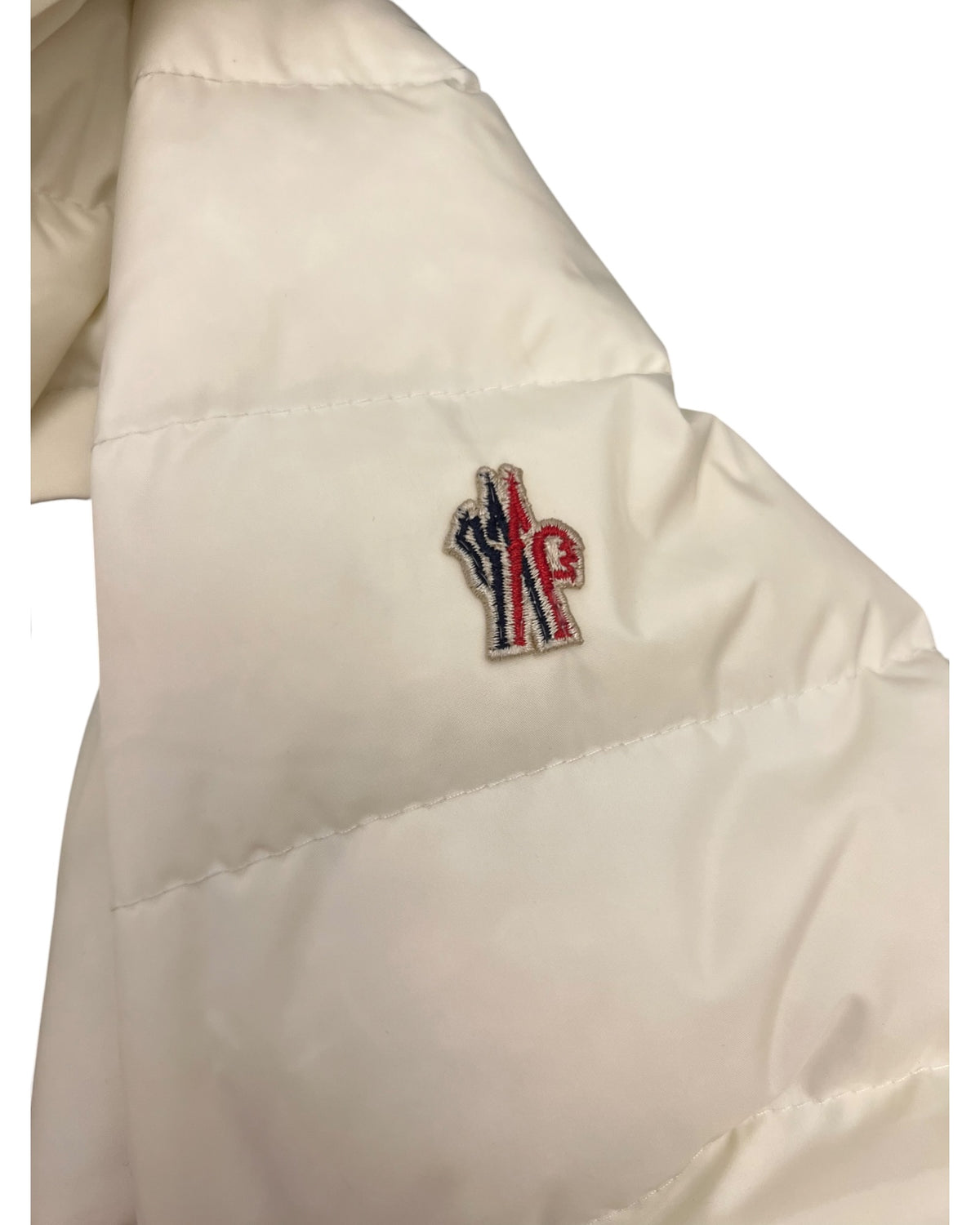 Moncler Grenoble White Down Ski Jacket with Black Fur-Trimmed Hood