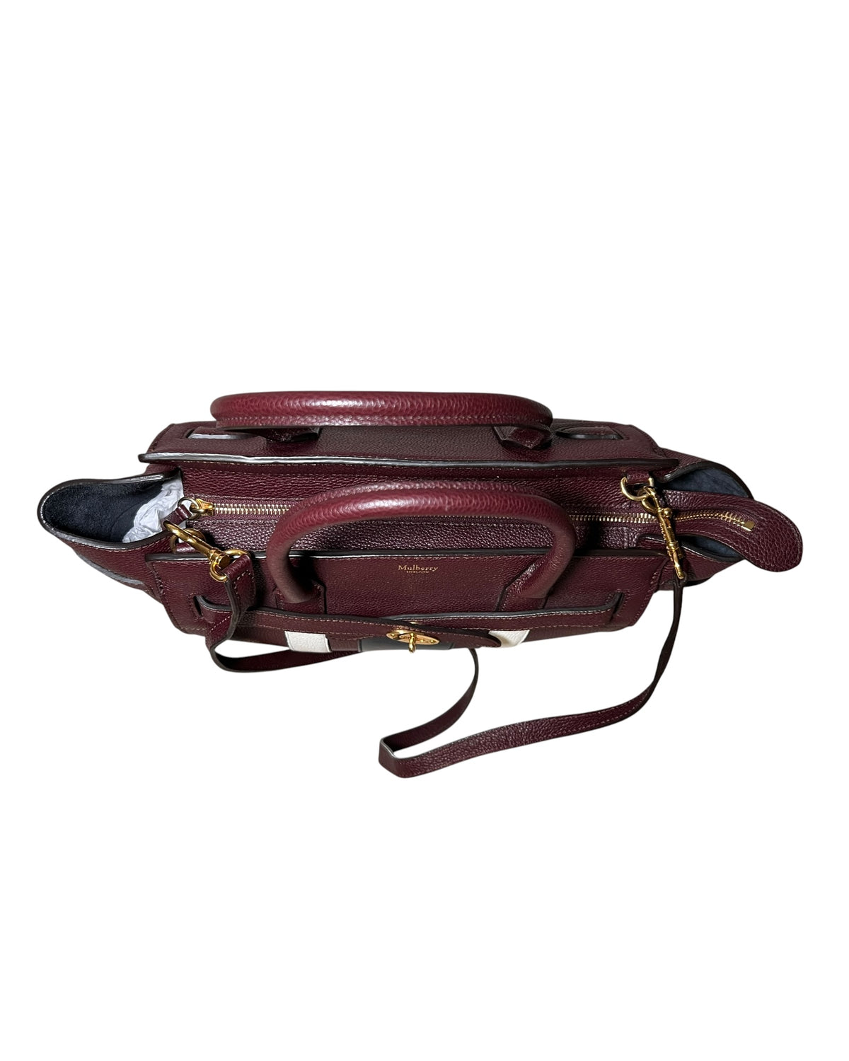 Mulberry College Stripe Tote Burgundy