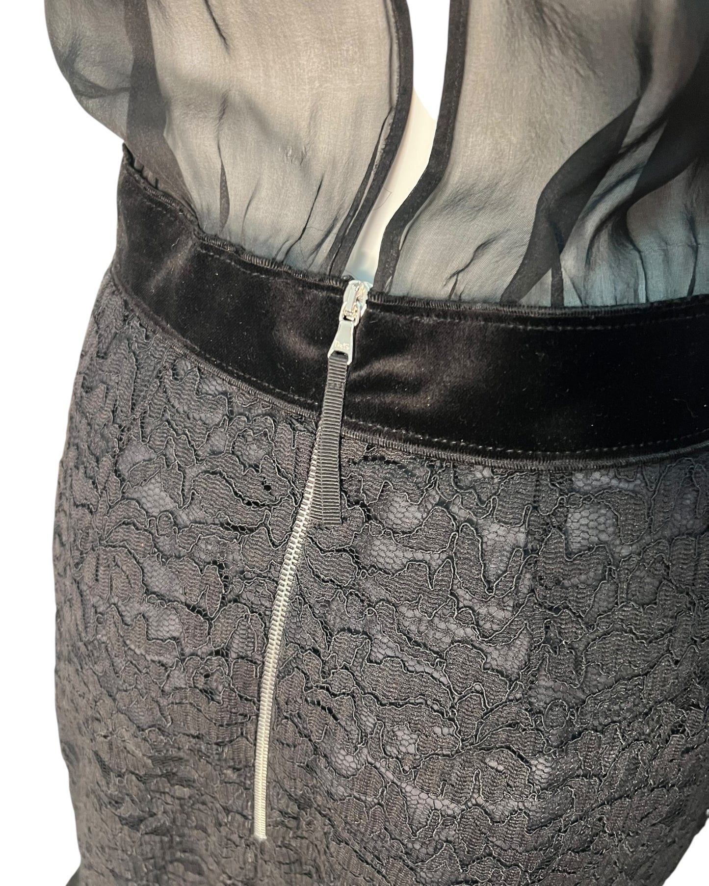 Dolce & Gabbana | D&G | Black Lace Panel Midi Dress Size IT 44