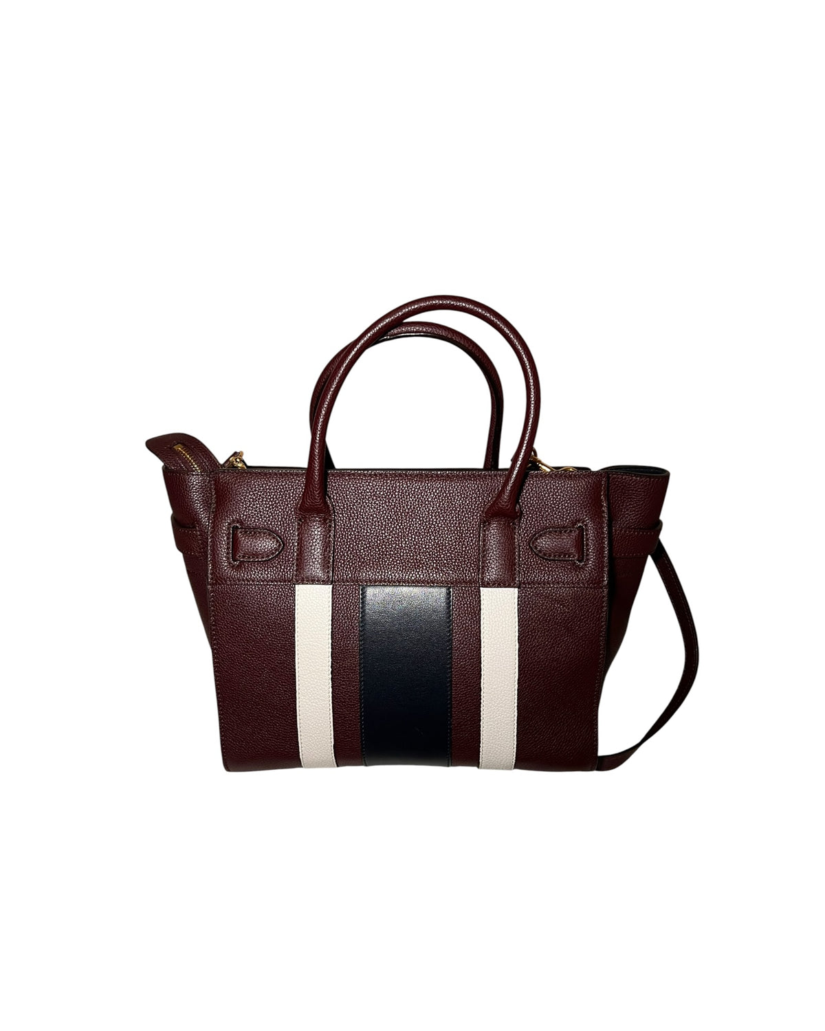 Mulberry College Stripe Tote Burgundy