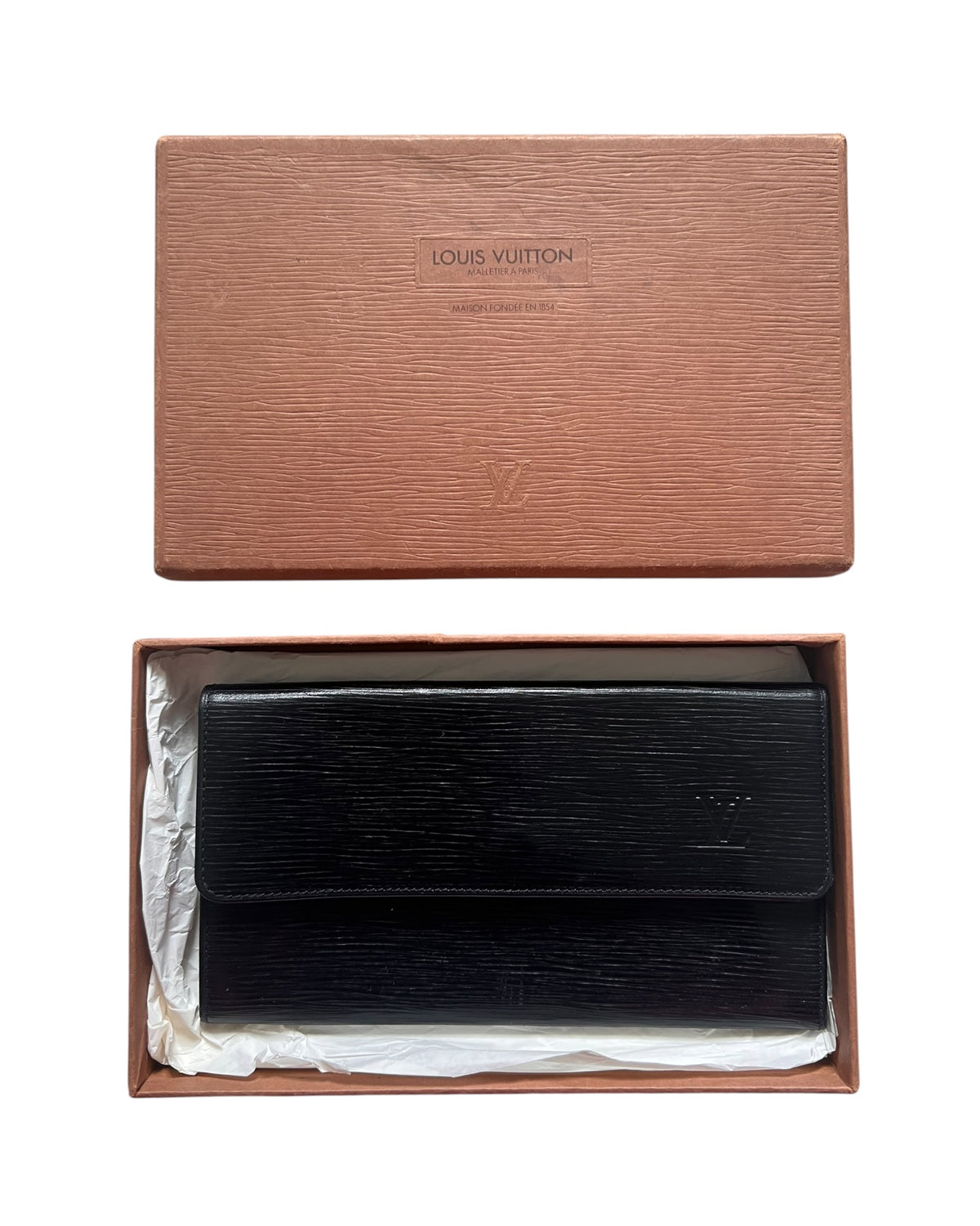 Louis Vuitton Vintage Ladies Wallet with Flip Closure & Zip Coin Section – Black Épi Leather